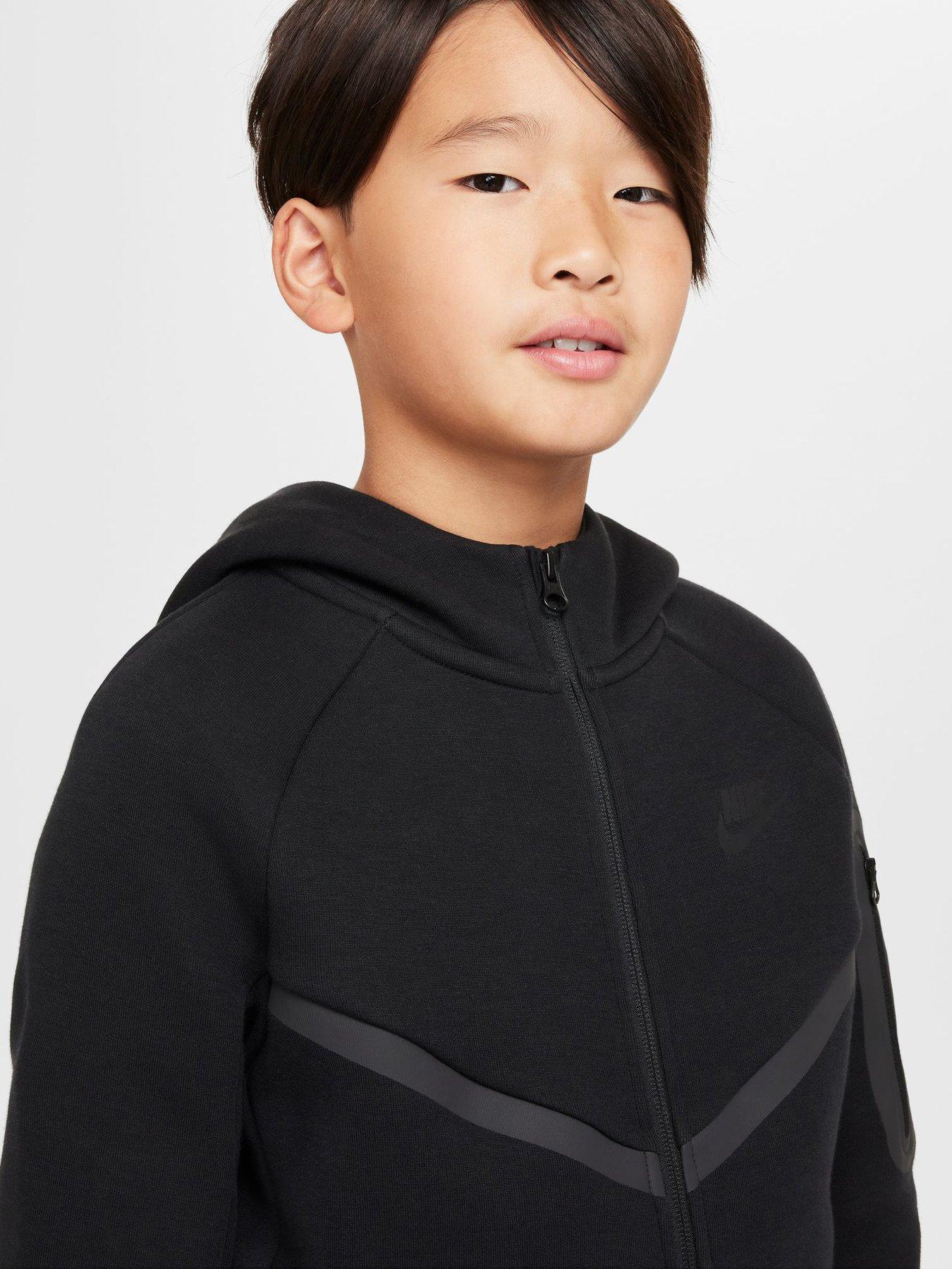 Image 4 of 6 of Nike Big Kids Tech Fleece Full Zip Hoodie - Black