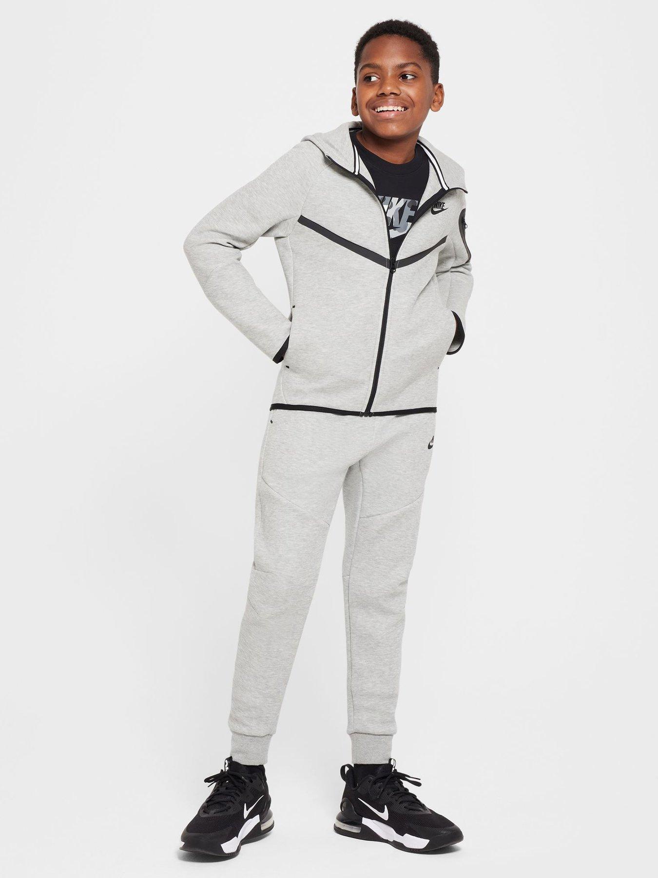 Image 3 of 7 of Nike Big Kids Tech Fleece Full Zip Hoodie - Grey