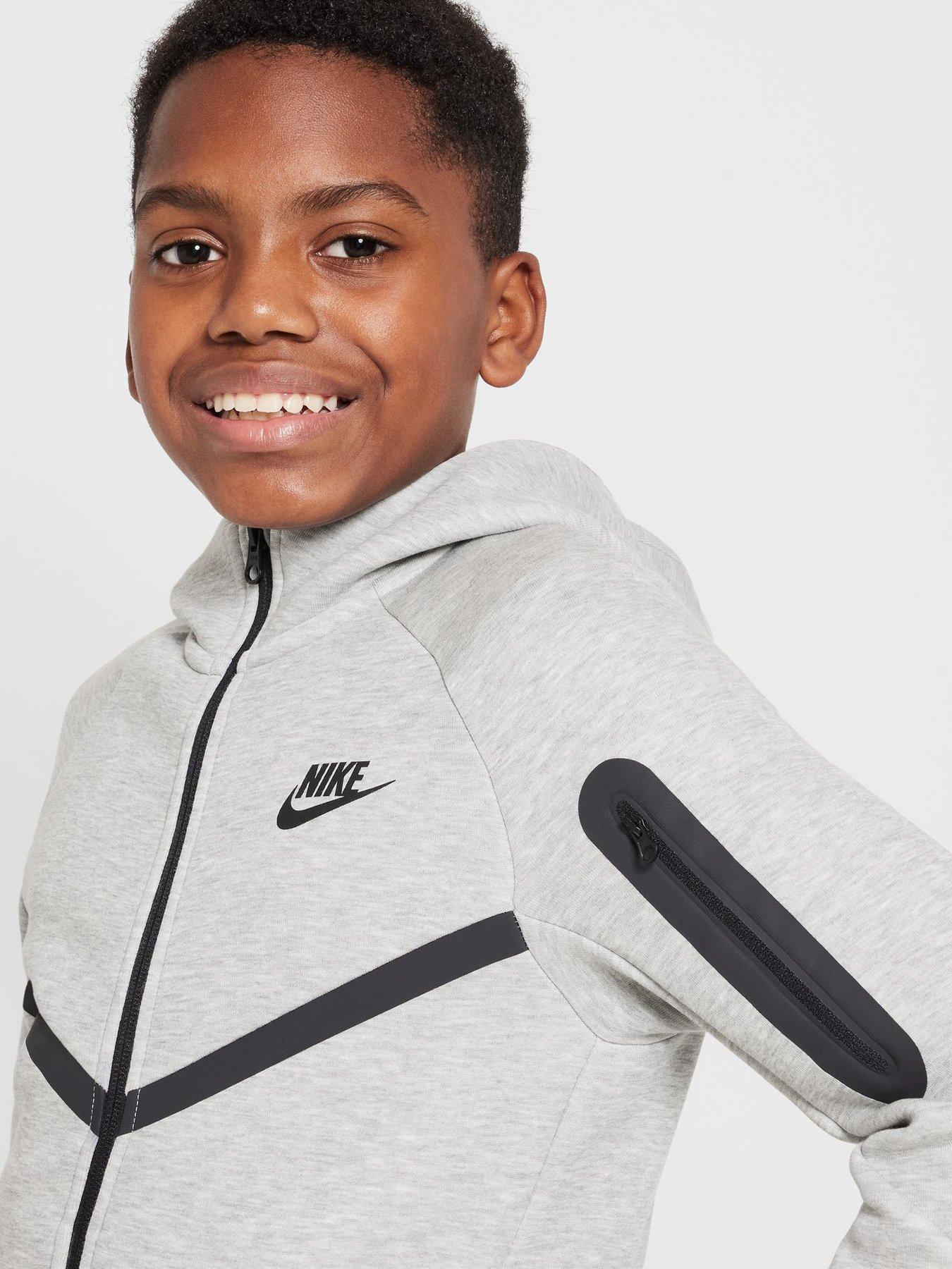 Image 4 of 7 of Nike Big Kids Tech Fleece Full Zip Hoodie - Grey