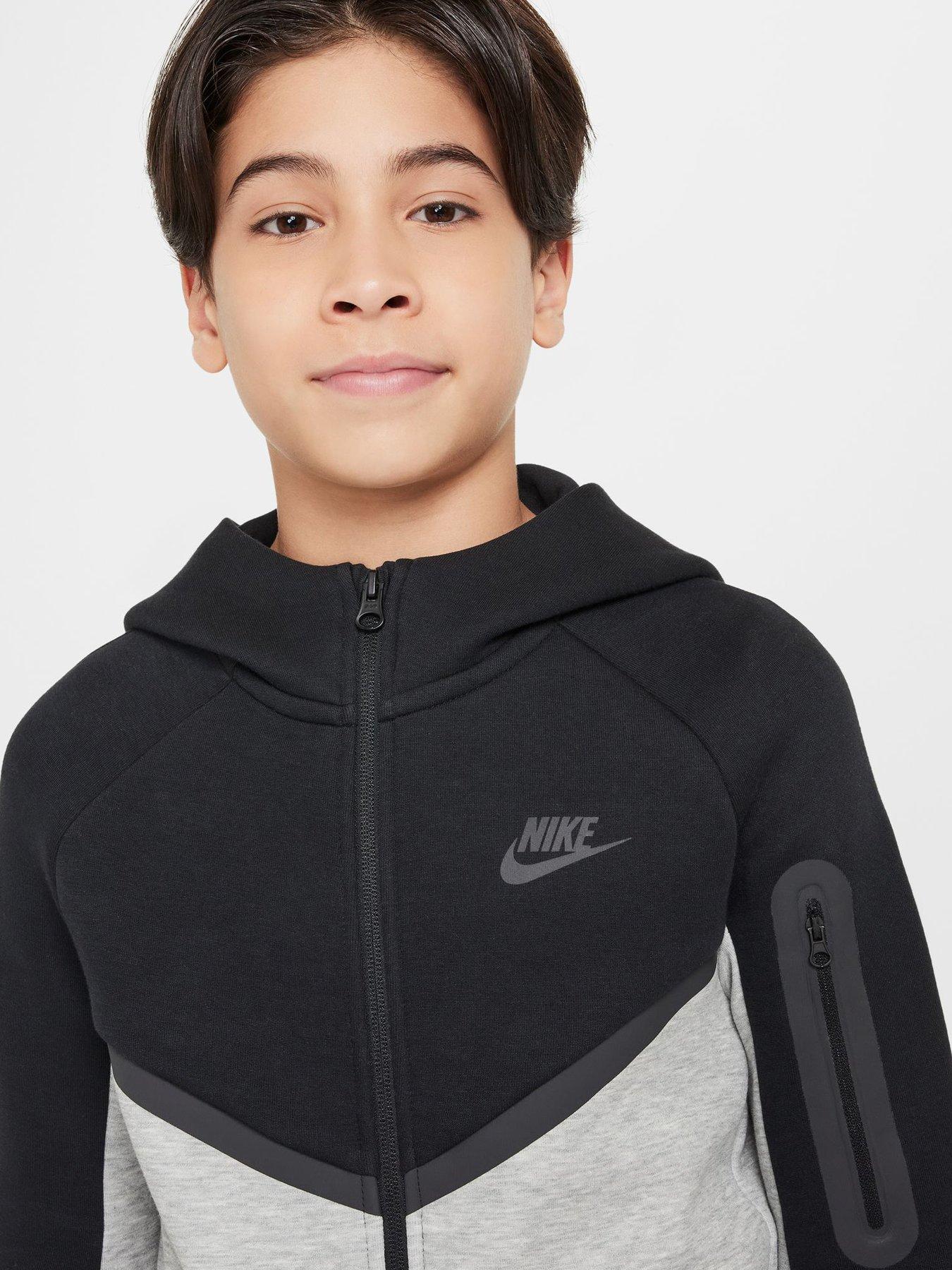 Image 4 of 7 of Nike Big Kids Tech Fleece Full Zip Hoodie - Black