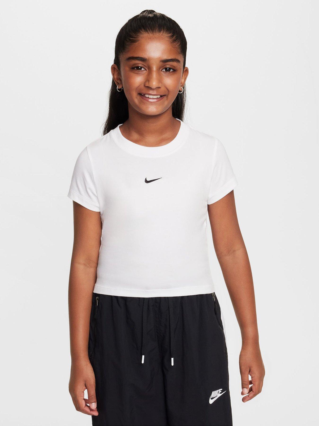 Nike Big Kids Girls Sportswear Cropped T-Shirt - White