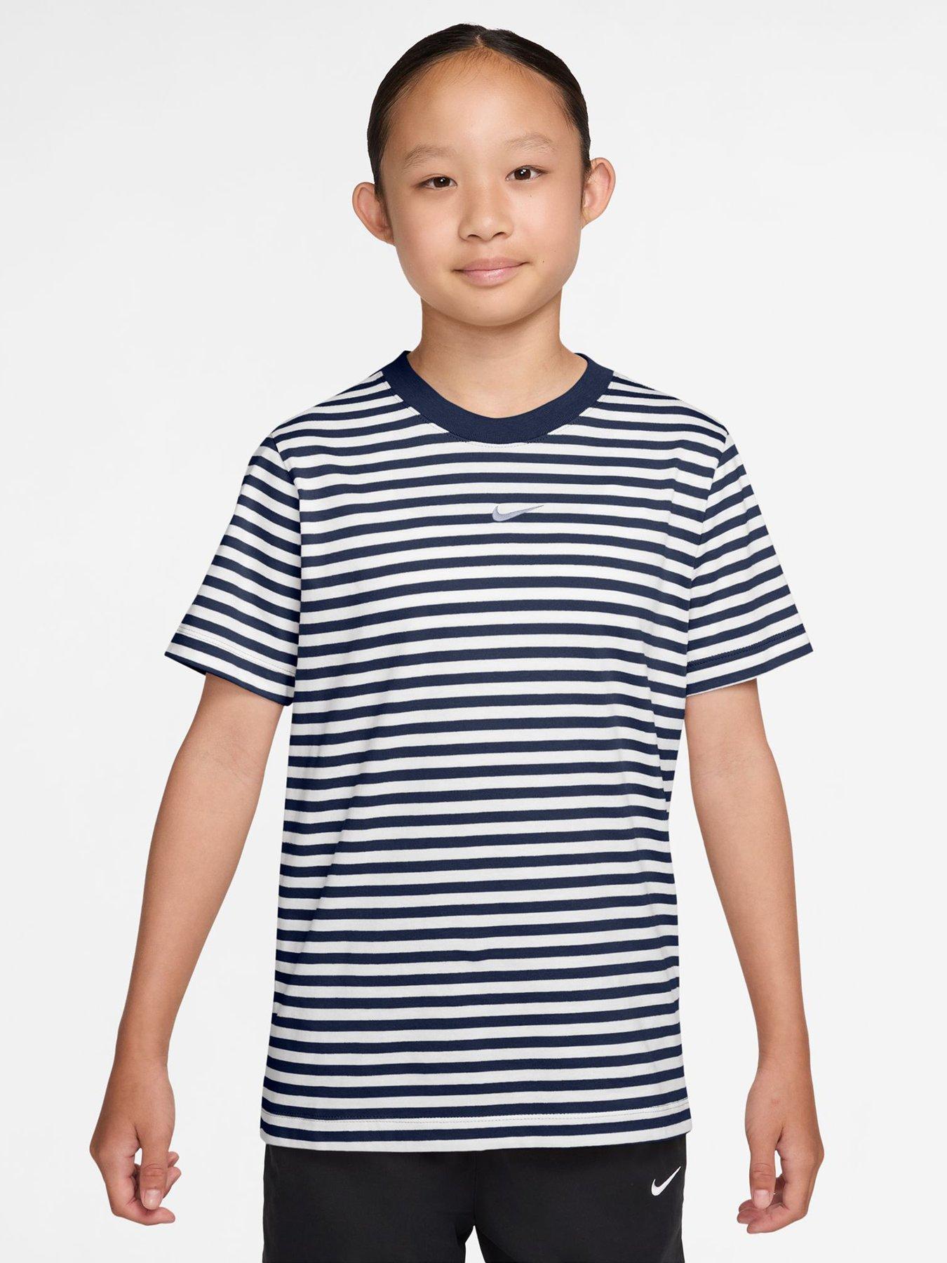 Nike Big Kids Sportswear Embroidered Futura T-Shirt, Midnight Navy/White, Size S