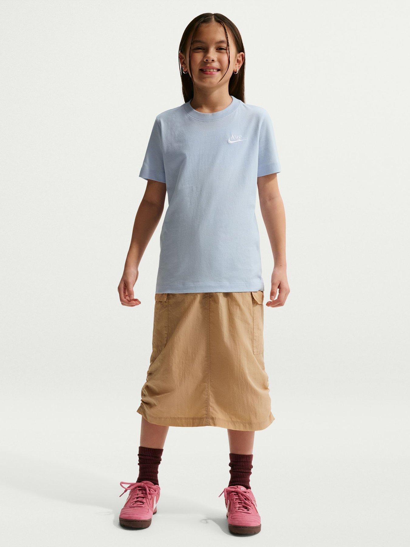 Nike Big Kids Sportswear Embroidered Futura T-Shirt - Blue