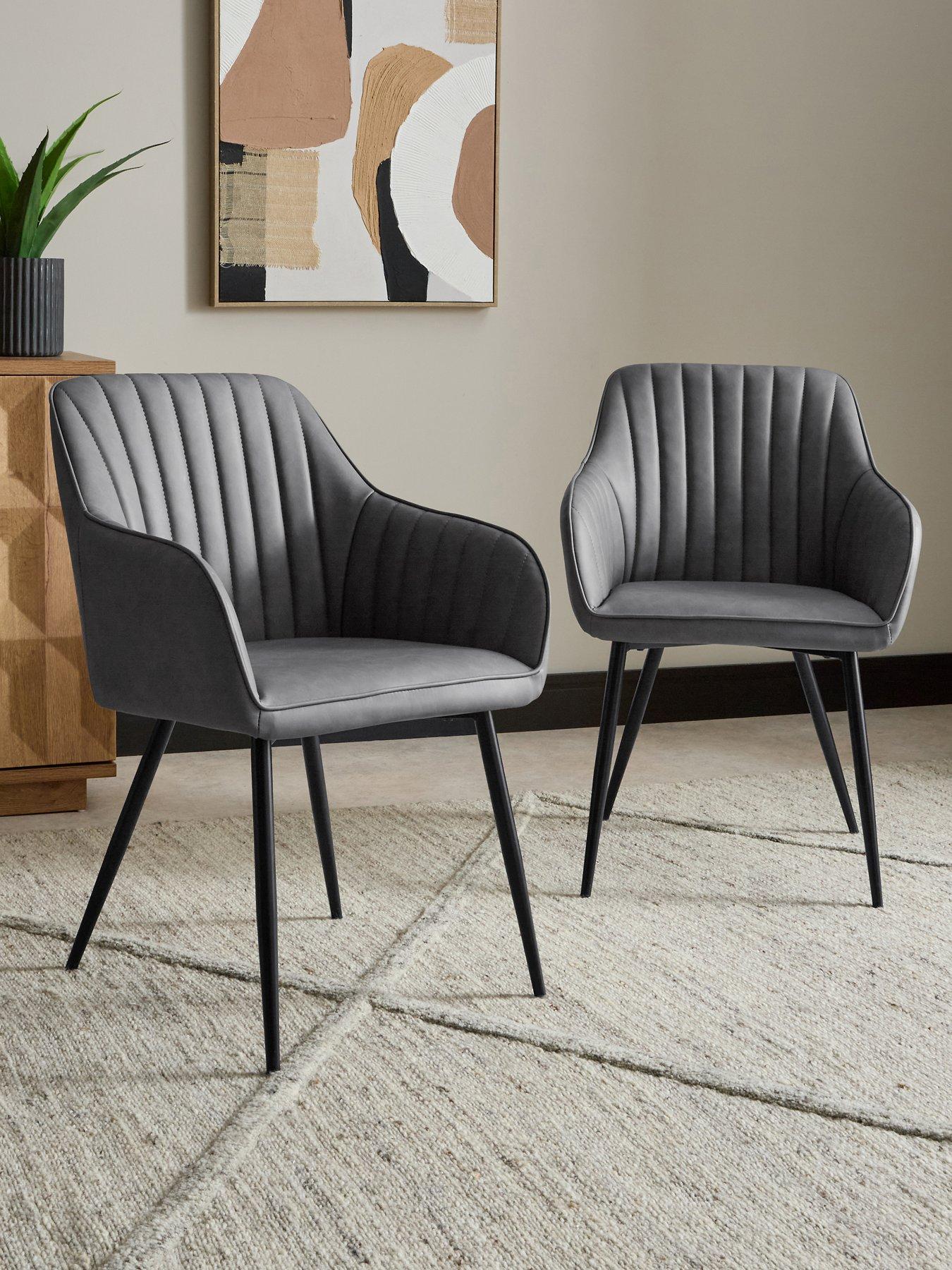 The Very Collection Alisha Pair Of Dining Chairs Faux Leather - Dark Grey