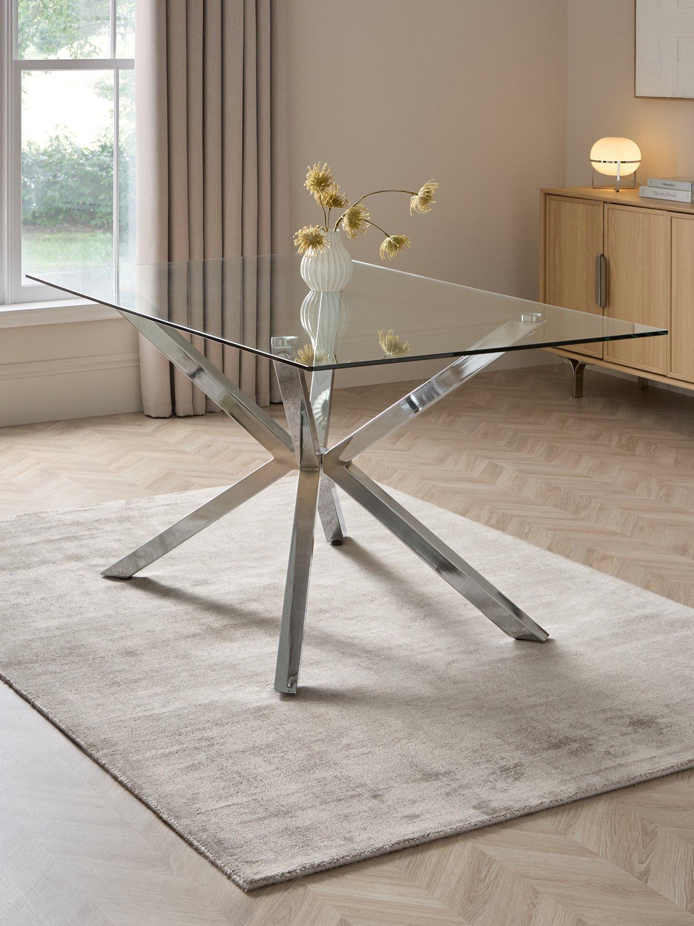 Image 1 of 6 of The Very Collection Chopstick Chrome 160cm Rectangular Dining Table