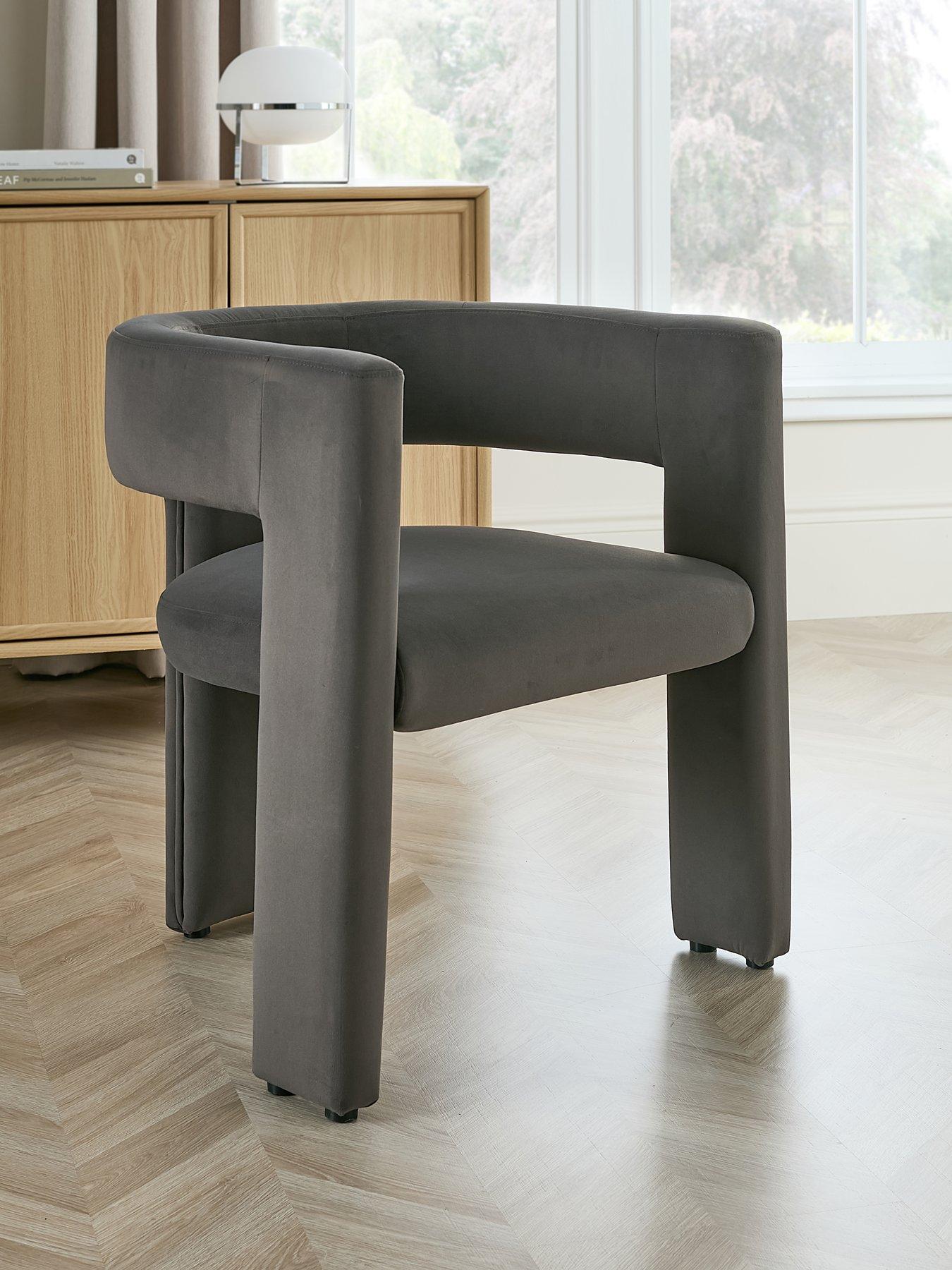 The Very Collection Nell Velvet Dining Chair - Grey - FSC® Certified