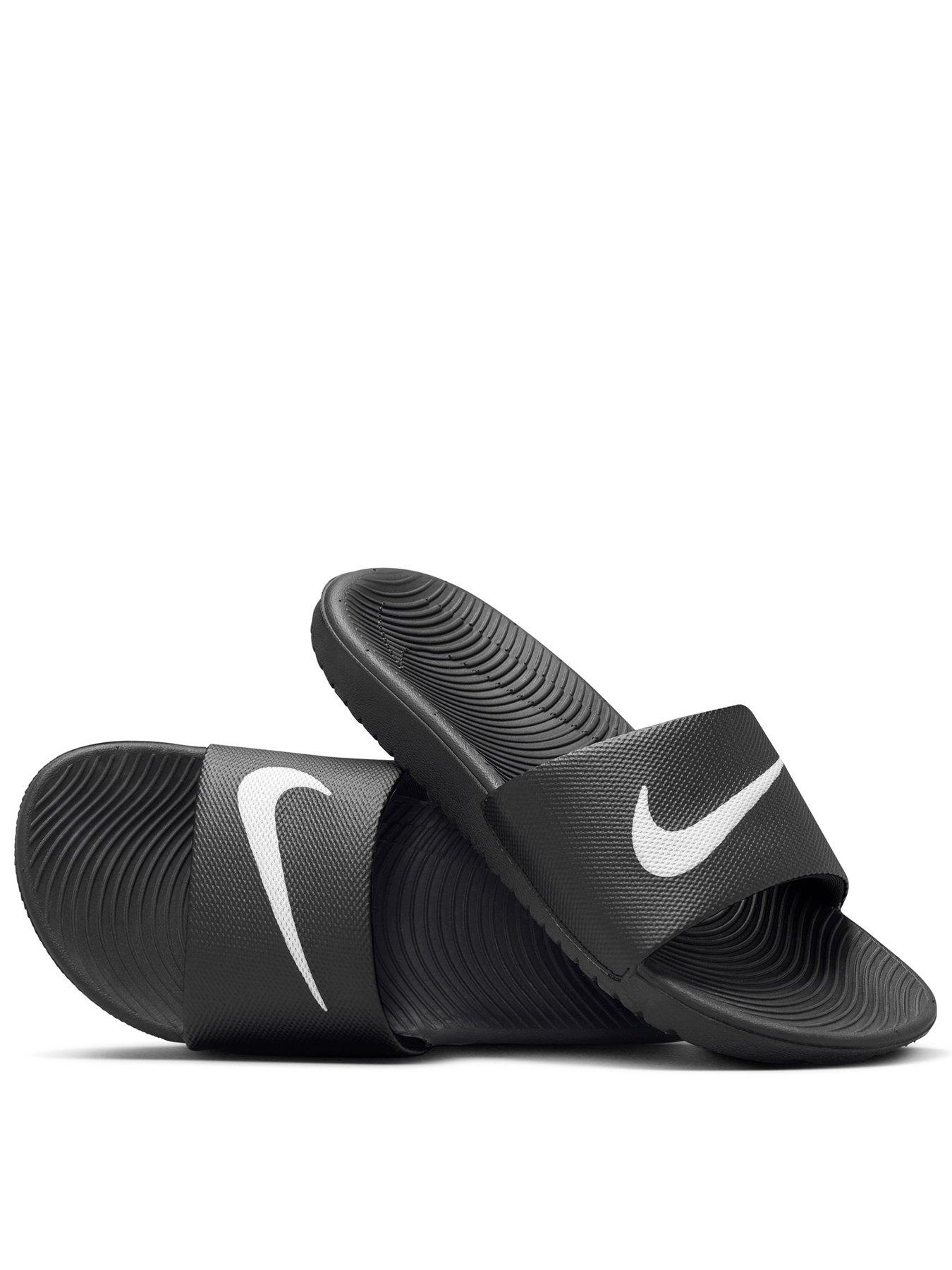 Nike Little/Big Kids Kawa Slides, Black/White, Size 1.5 Older