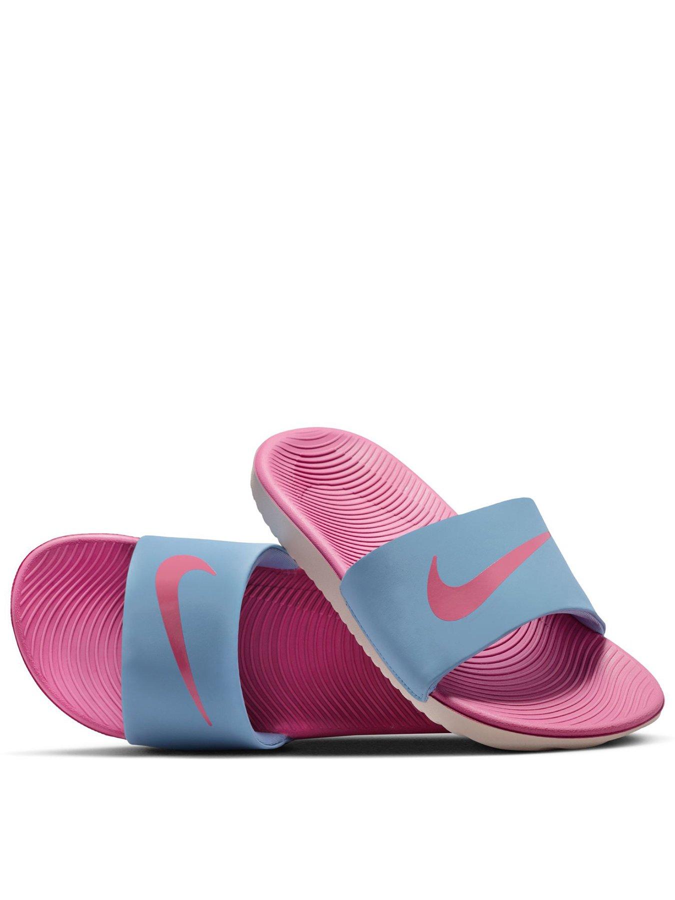 Nike Little/Big Kids Kawa Slides, Work Blue/Peony-Chalk, Size 4.5 Older