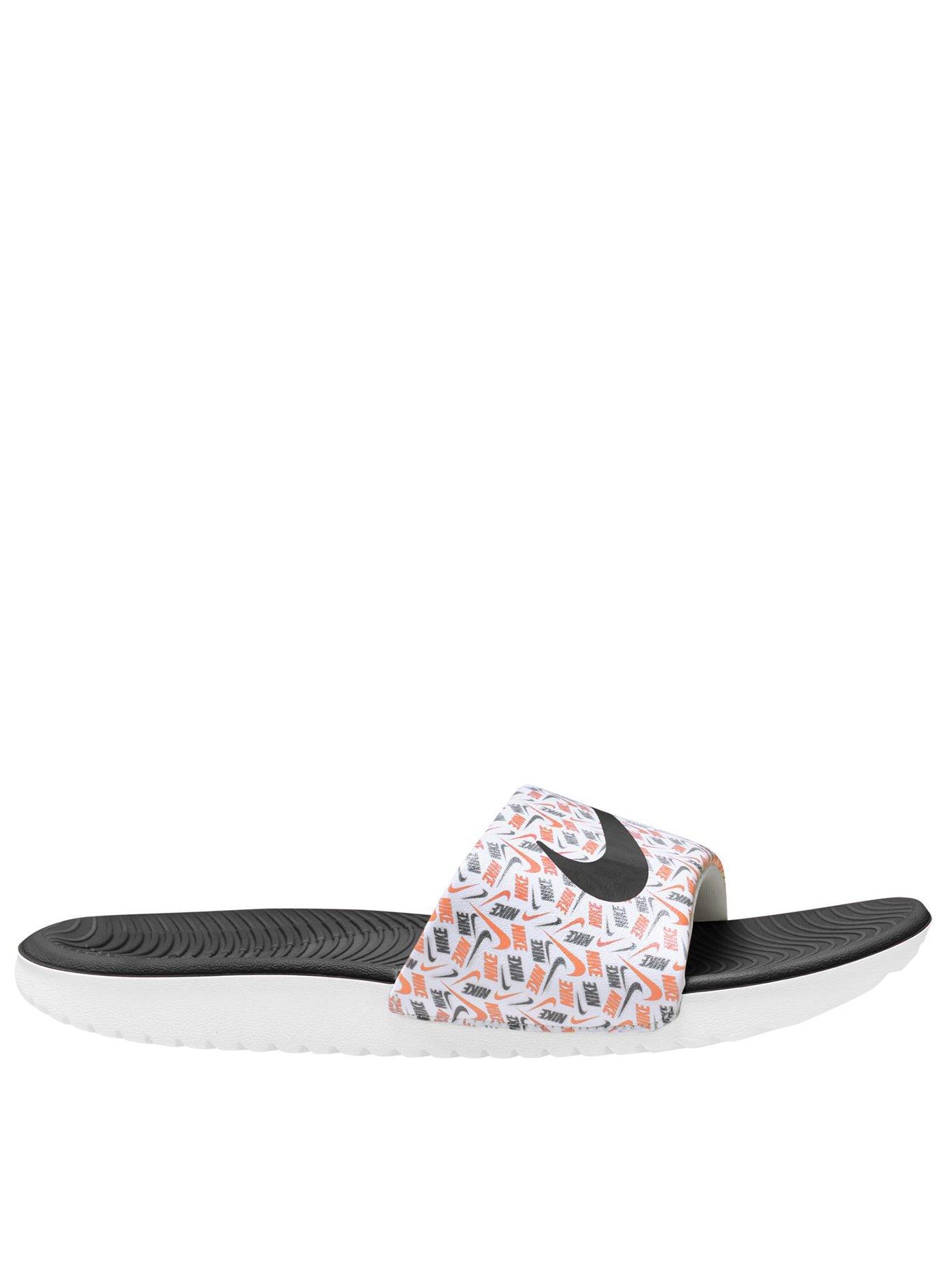 Nike Little/Big Kids Kawa AOP Slides - White