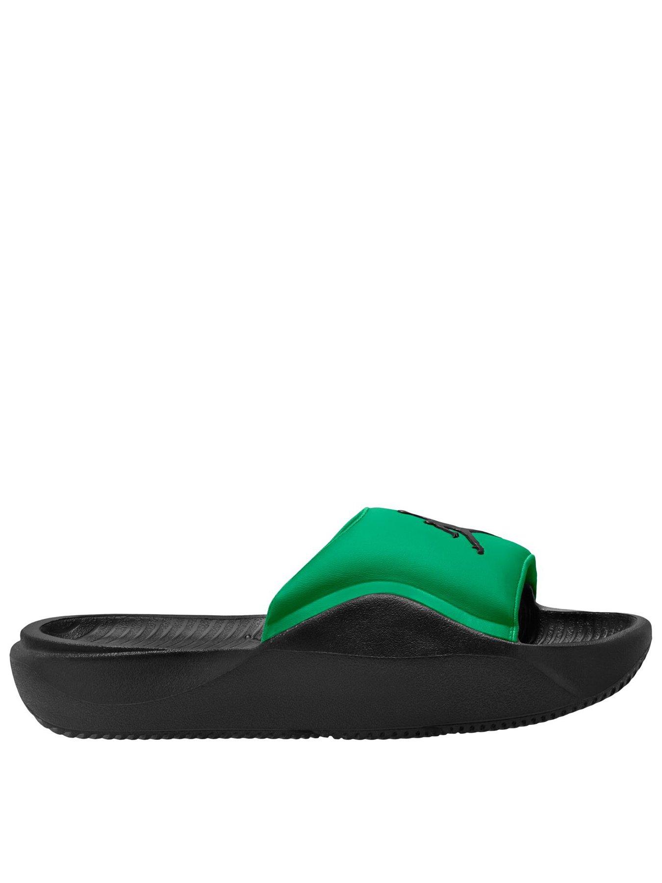 Jordan Nike Big Kids Slides, Lucky Green/Black, Size 4.5 Older