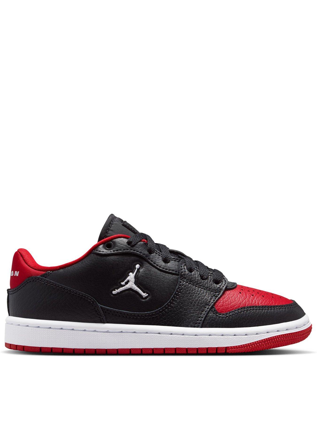 Jordan Nike Big Kids Access Court Low Shoes, Black/White-Gym Red, Size 3 Older