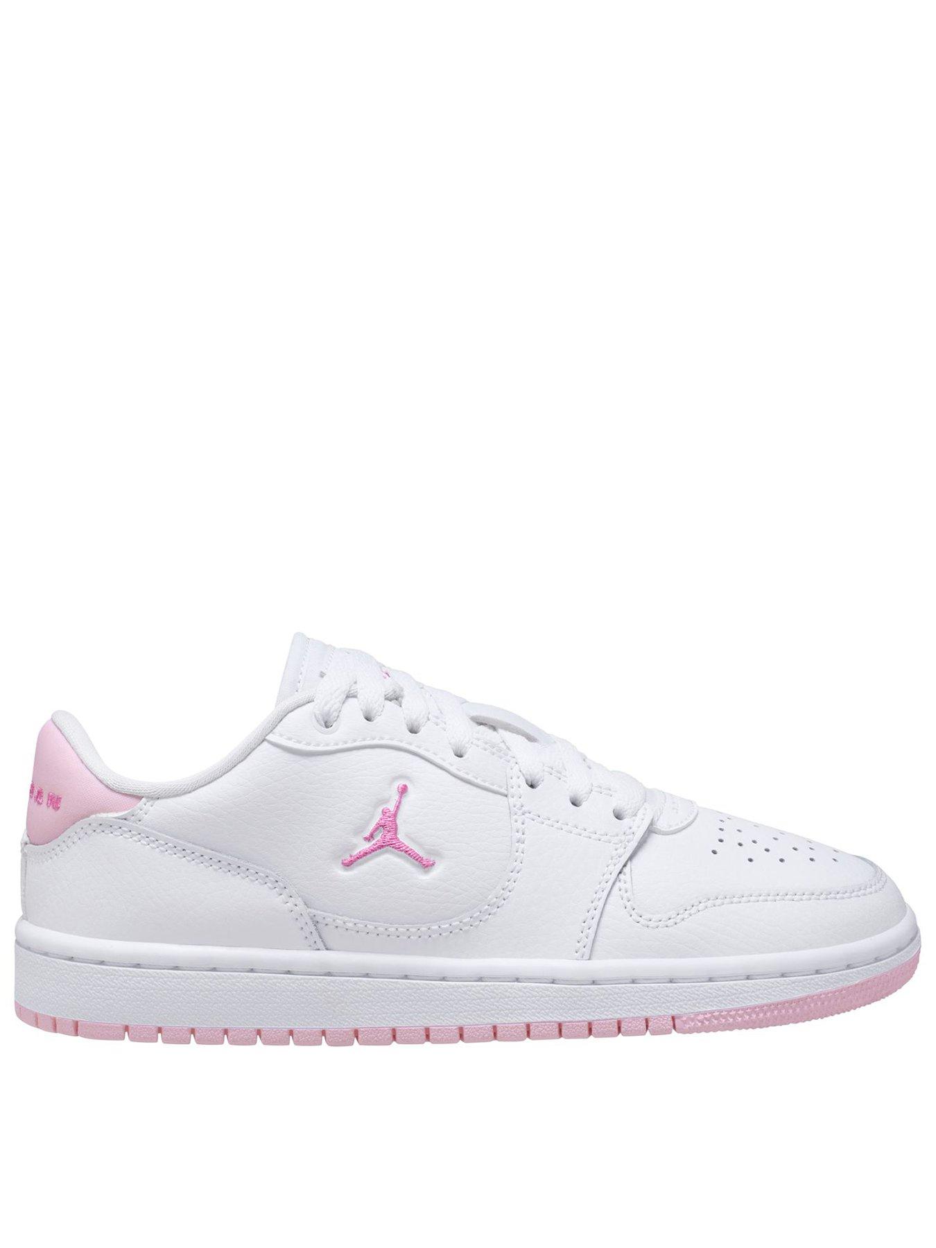 Jordan Nike Big Kids Access Court Low Shoes, White/China Rose-Pink Foam, Size 5.5 Older