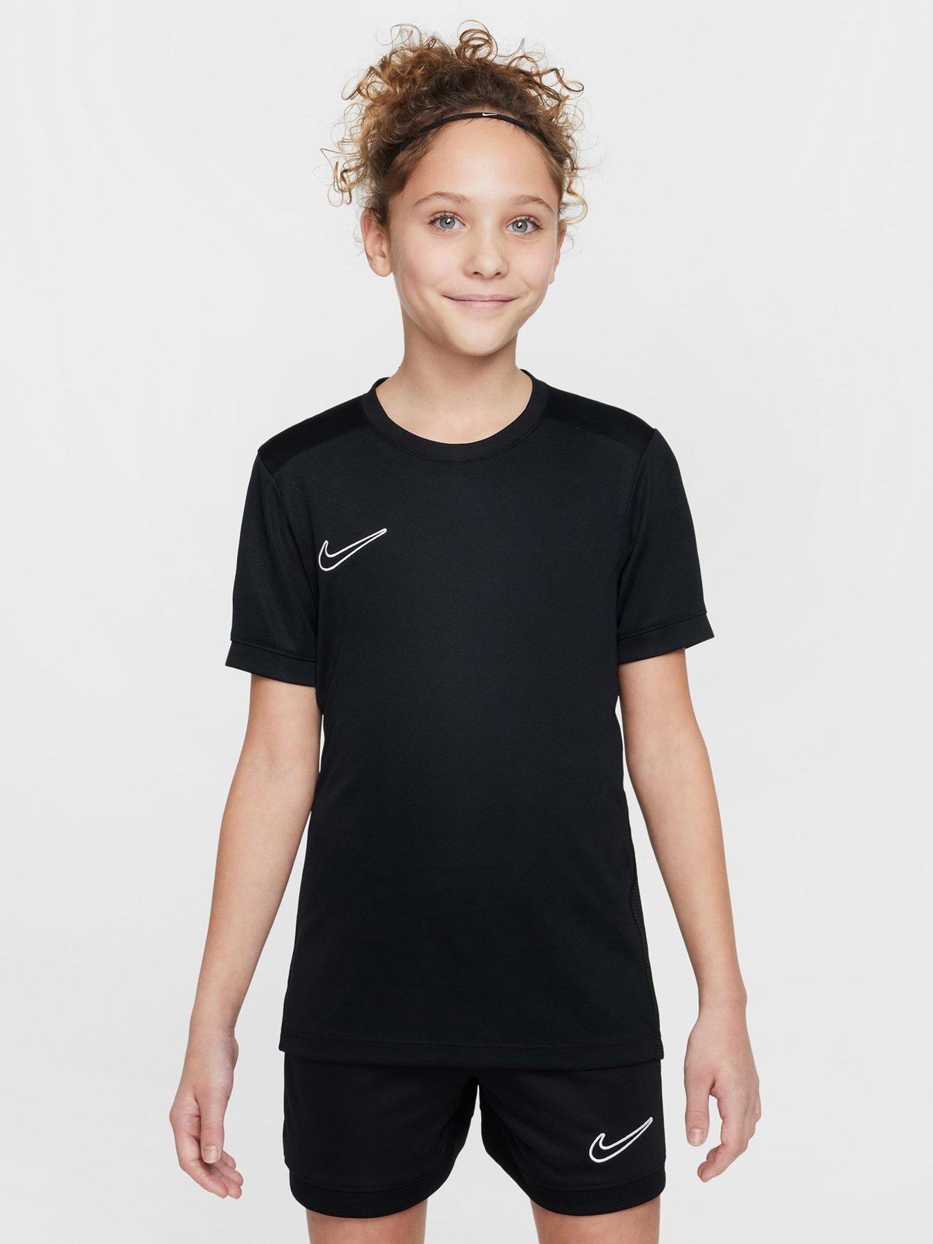 Nike Junior Dri-FIT Academy 25 T-Shirt, Black/Black/White/White, Size M