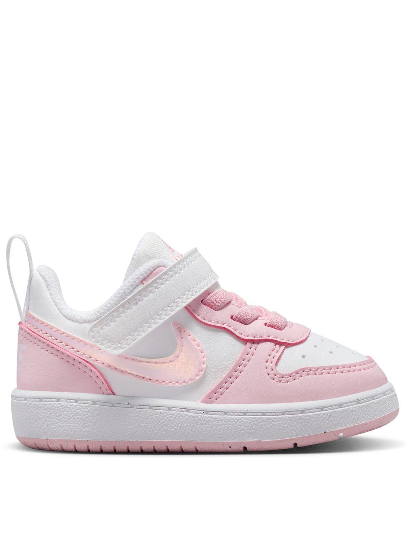 Nike Baby/Toddler Court Borough Low Recraft Terry Trainers, White/Pink Foam, Size 4.5 Younger