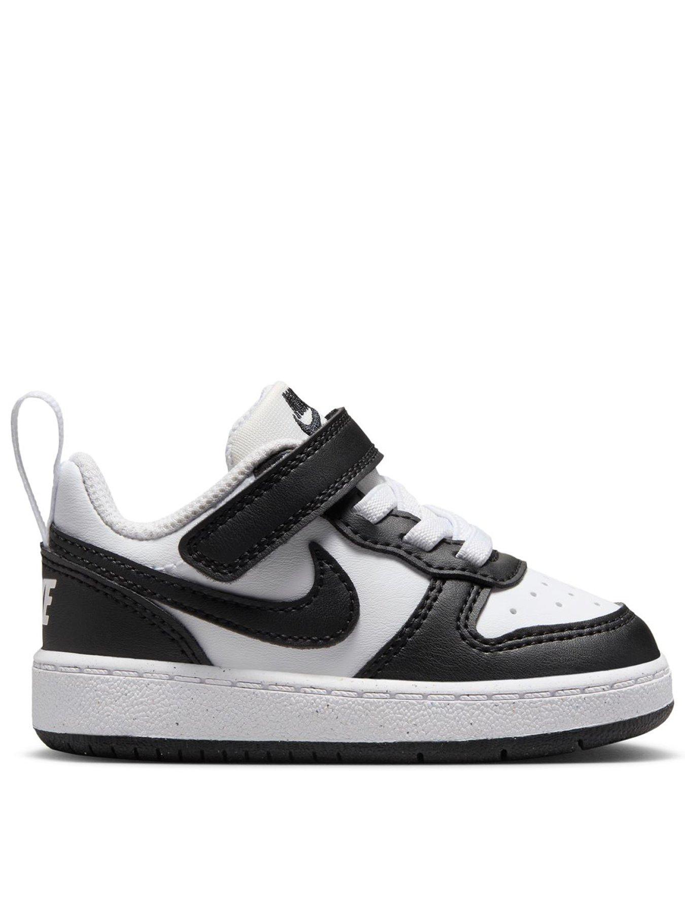 Nike Little Kids Nike Court Borough Low Trainers, White/Black, Size 4.5 Younger