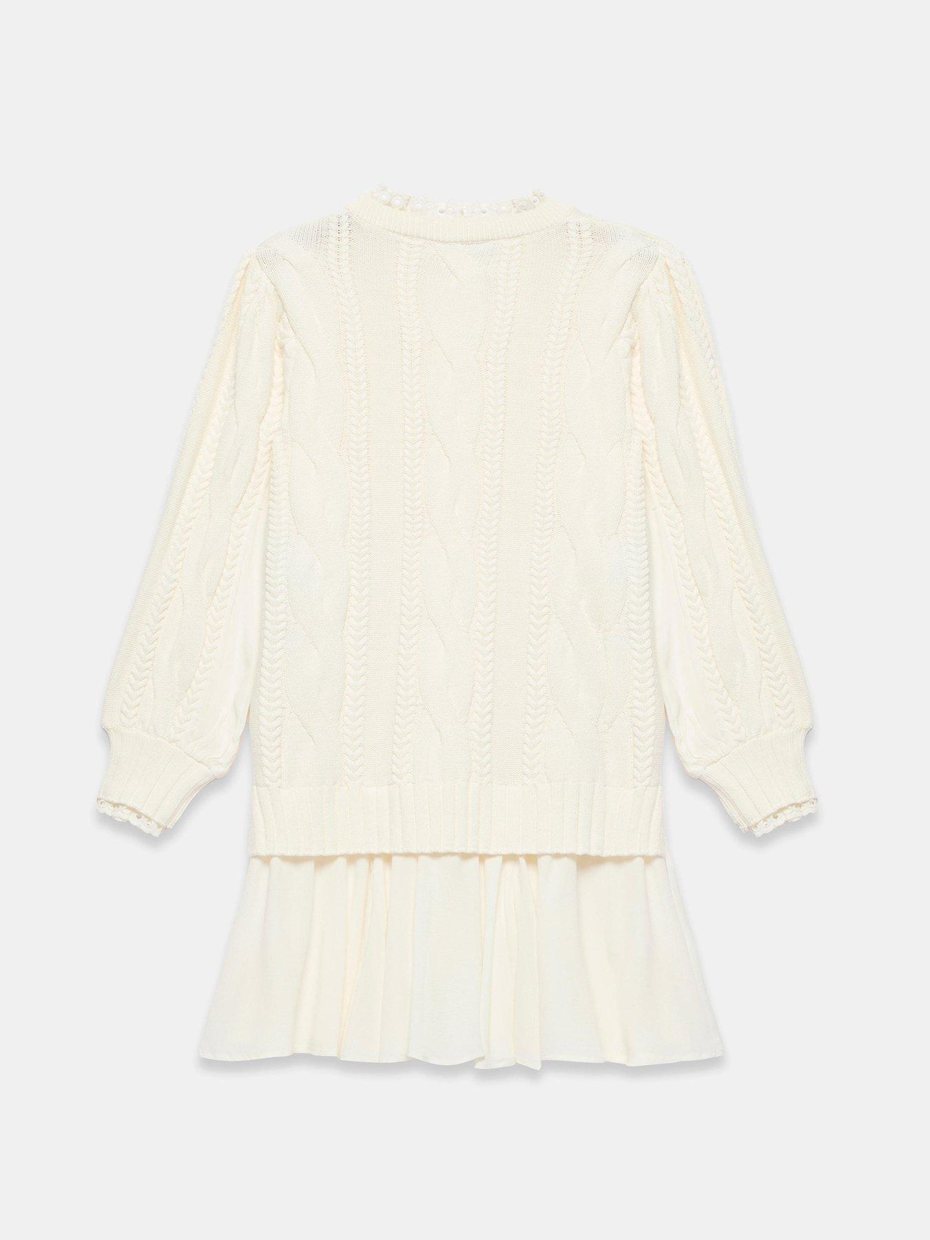 Image 6 of 6 of Mint Velvet Ivory Cable Woven Mix Dress - White