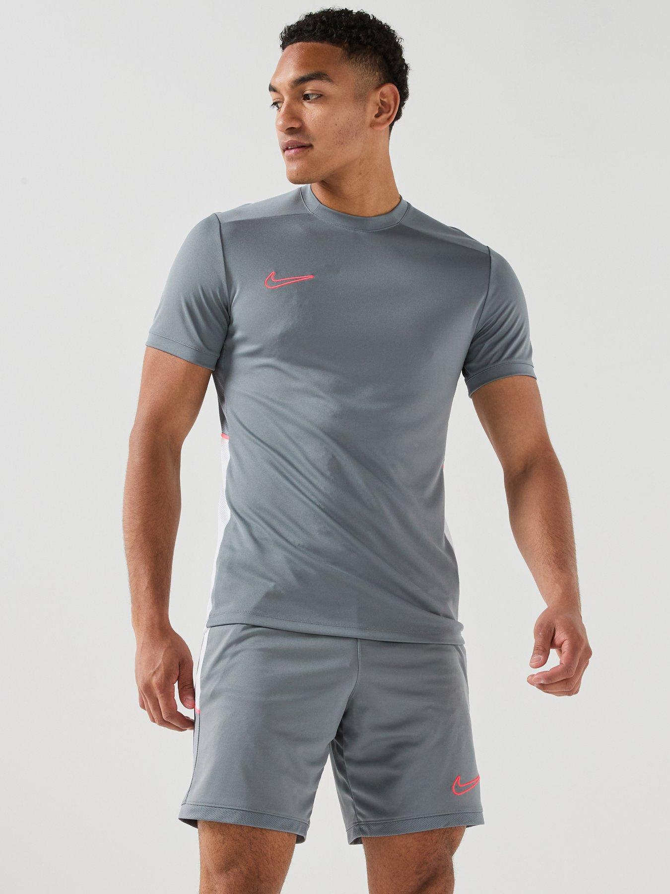 Nike Mens Academy 25 Short Sleeved T-shirt, Smoke Grey/White/Hot Punch/Hot, Size M, Men