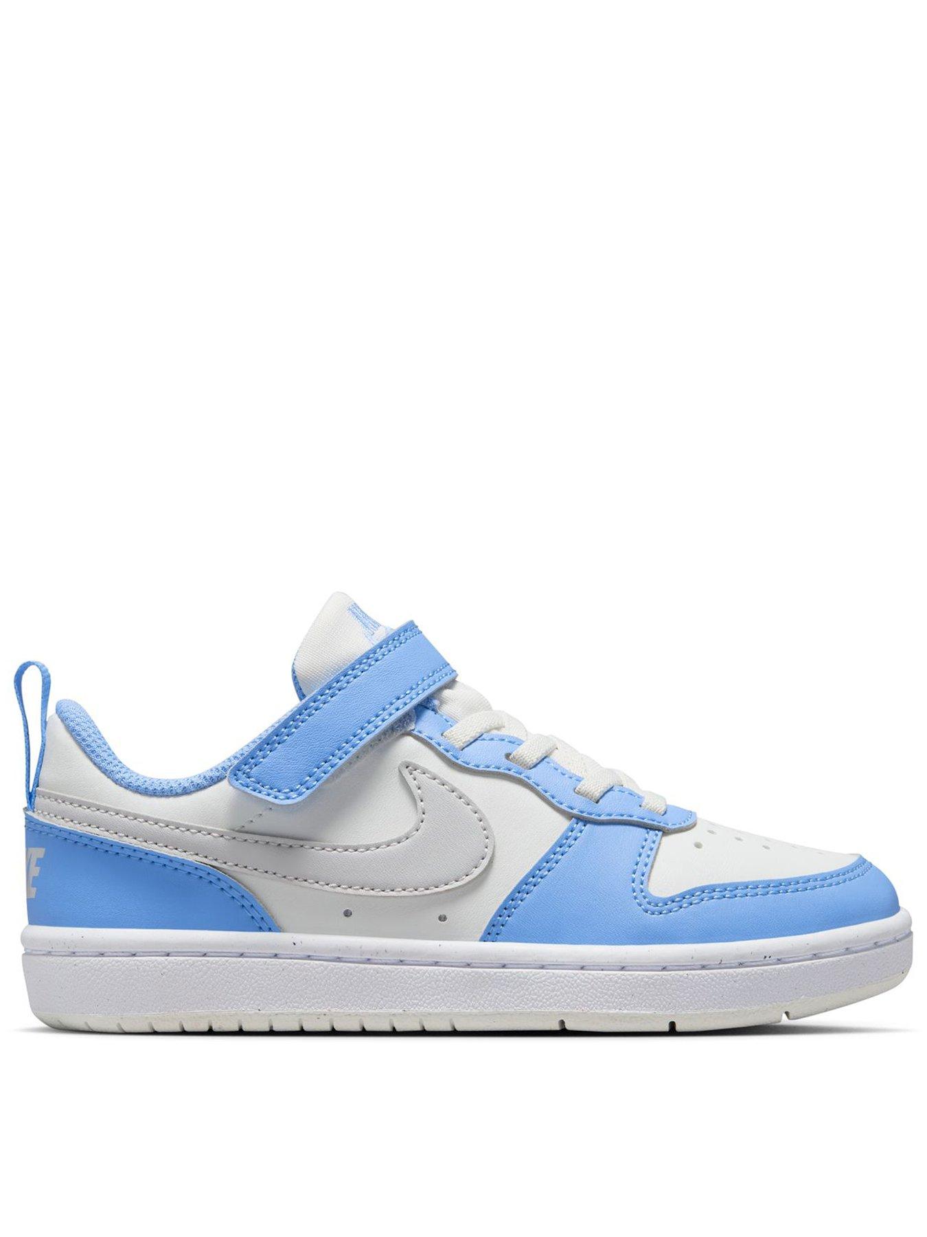 Nike Little Kids Nike Court Borough Low Recraft Trainers, Summit White/Vast Grey-Cobalt, Size 12 Younger