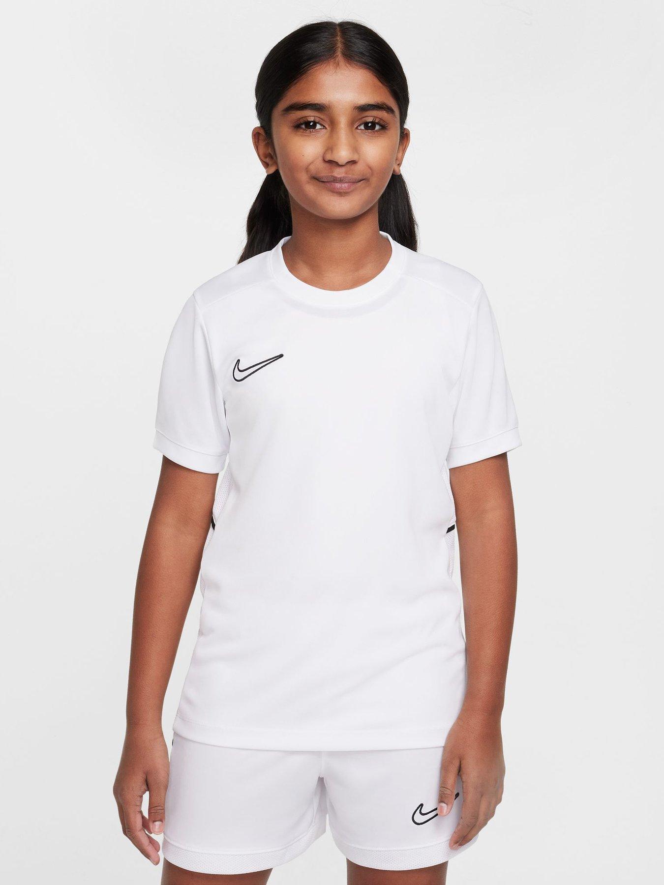 Nike Unisex Dri-FIT Academy 25 Junior T-Shirt, White/White/Black/Black, Size M