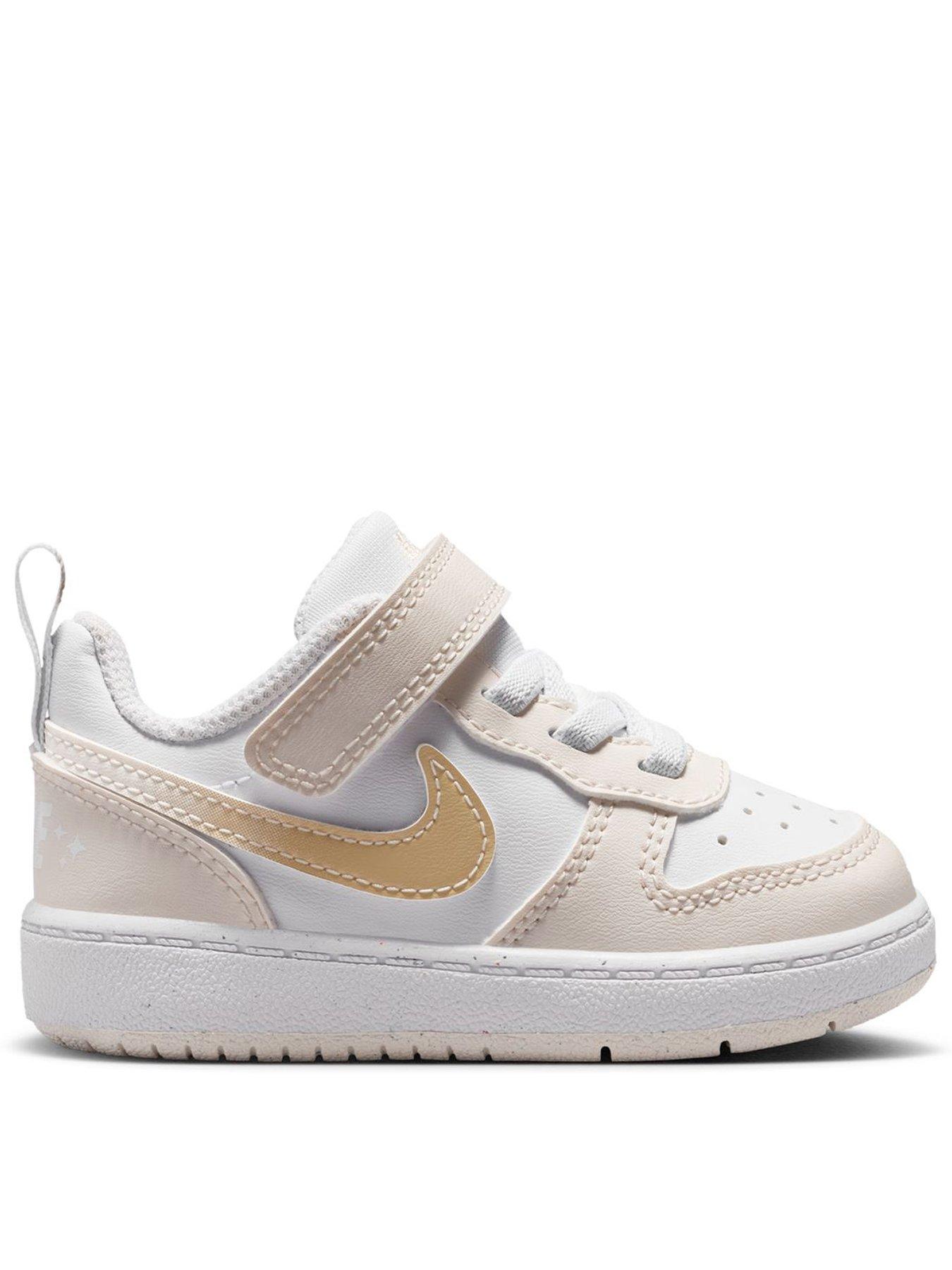 Nike Little Kids' Court Borough Low Trainers, White/Shimmer-Chalk-White, Size 3.5 Younger