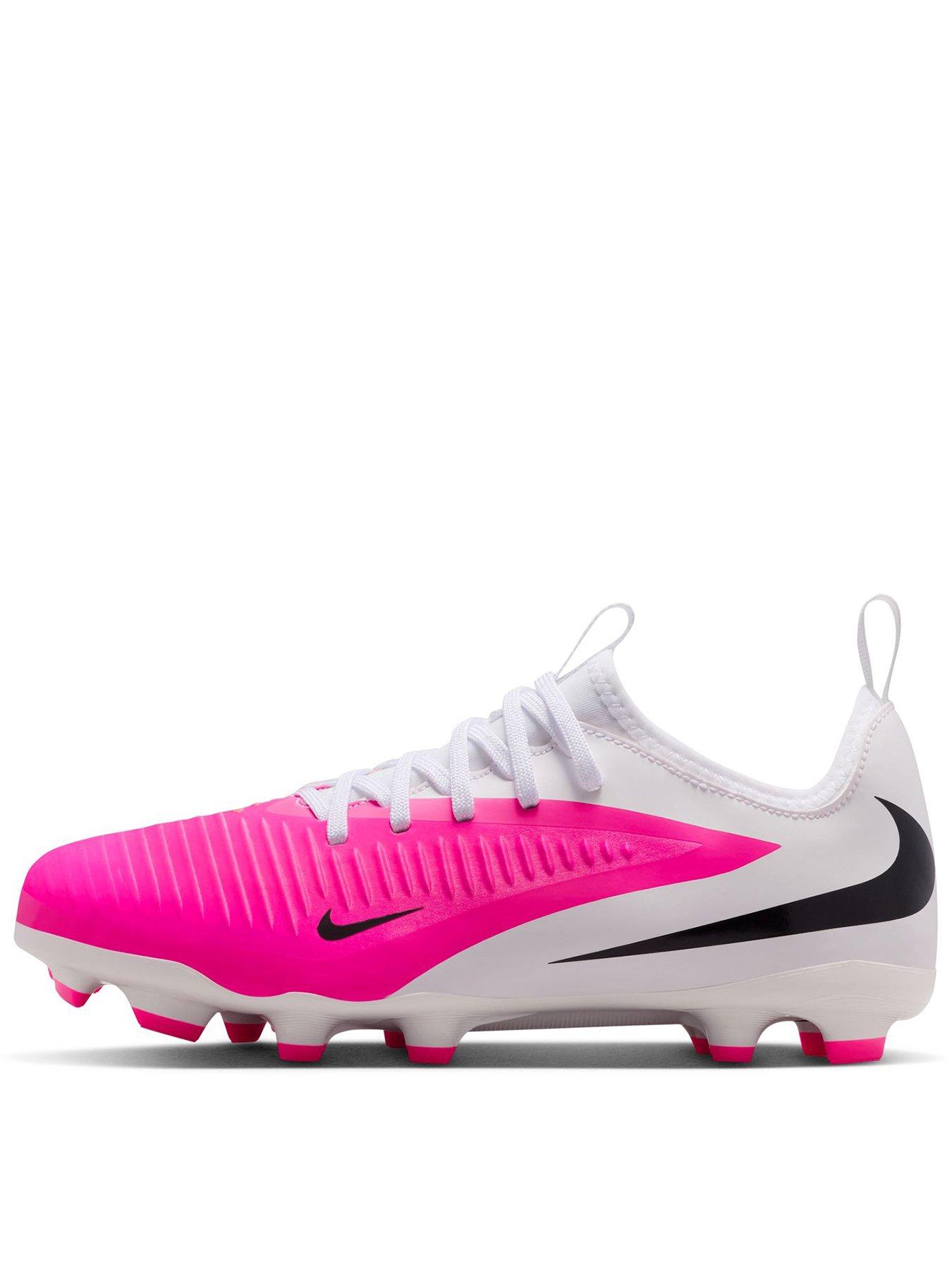 Nike Youth Phantom 6 Low Academy Firm Ground Football Boots - Pink/White