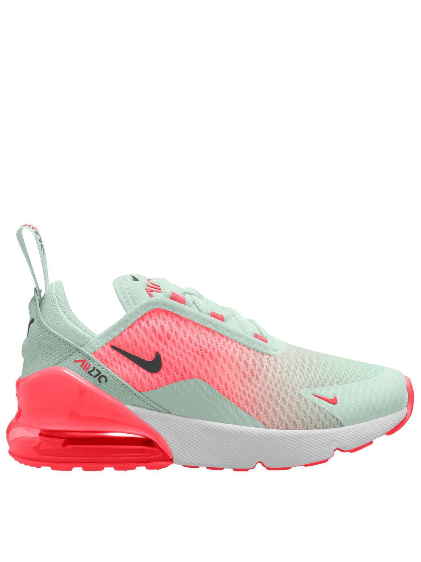 Nike Big Kids Nike Air Max 270 Trainers, Barely Green/Black-Hot Lava, Size 13 Younger