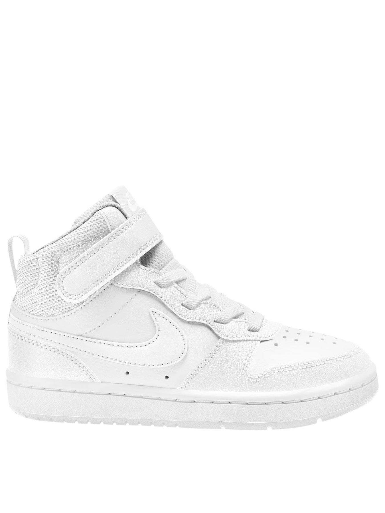 Nike Little Kids Nike Court Borough Mid 2 Trainers, White/White-White, Size 10 Younger