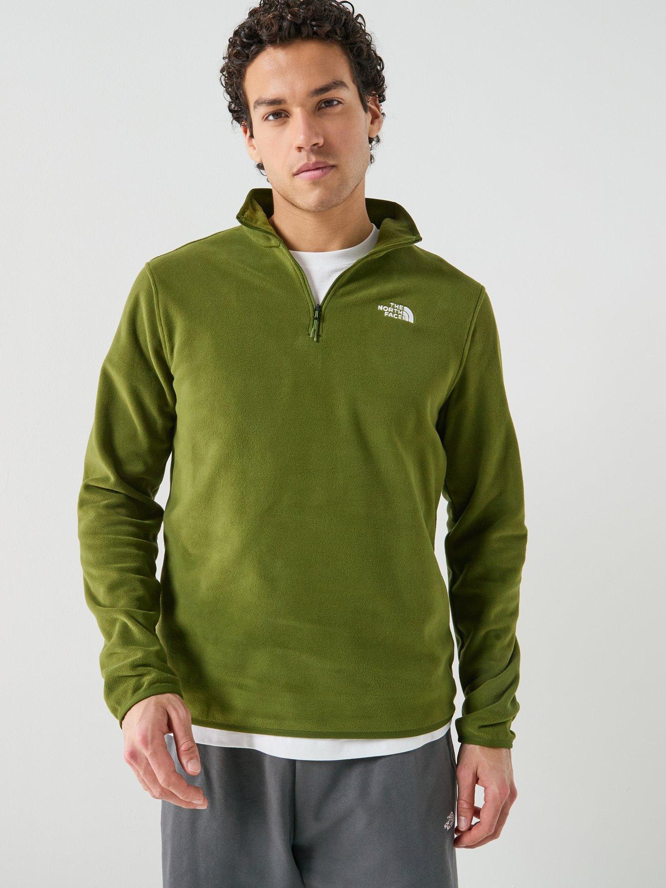 The North Face Mens Glacier 1/4 Zip Fleece, Green, Size S, Men