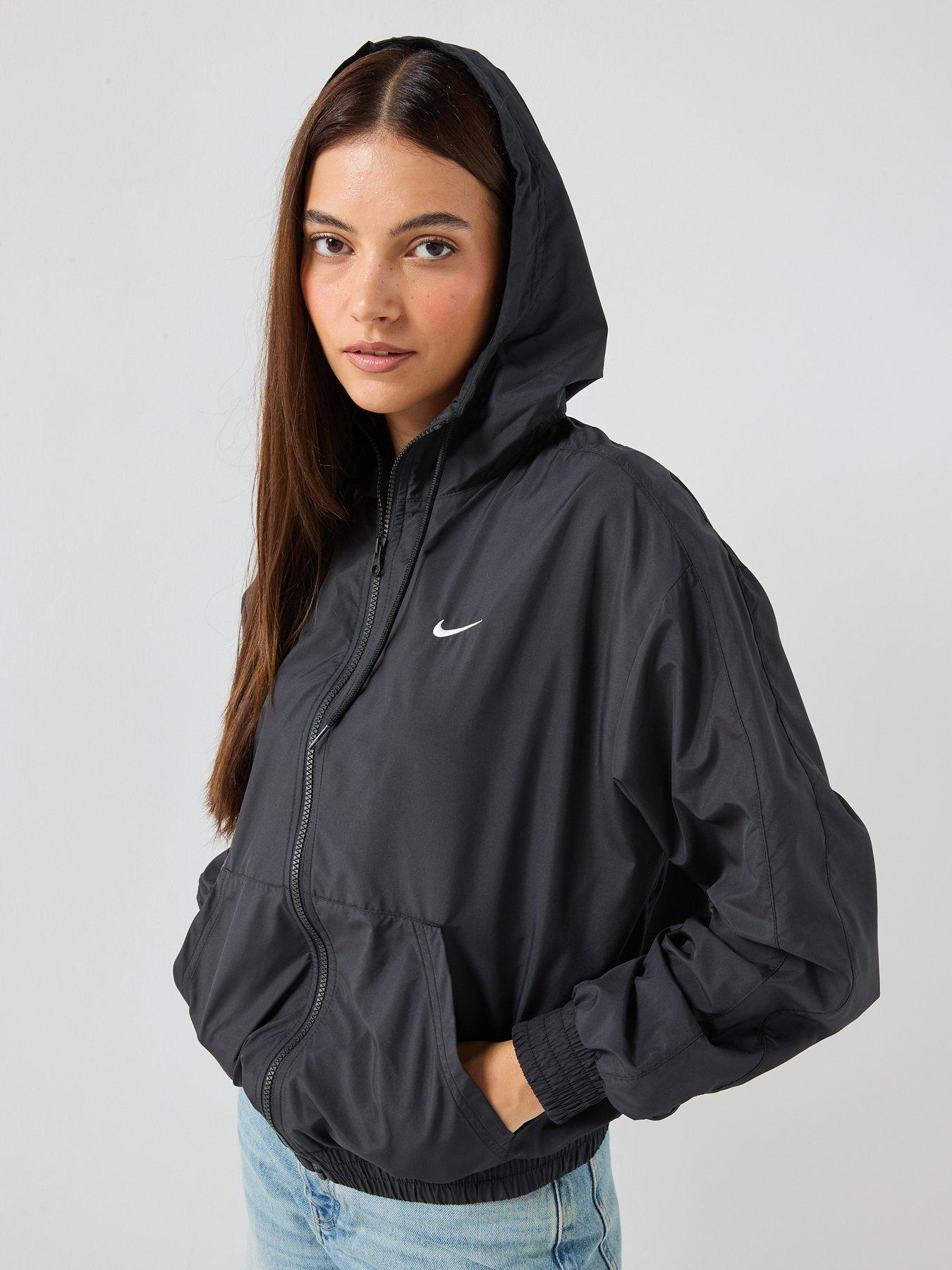 Nike Womens Sportswear Essential Uv Woven Hooded Jacket - Black