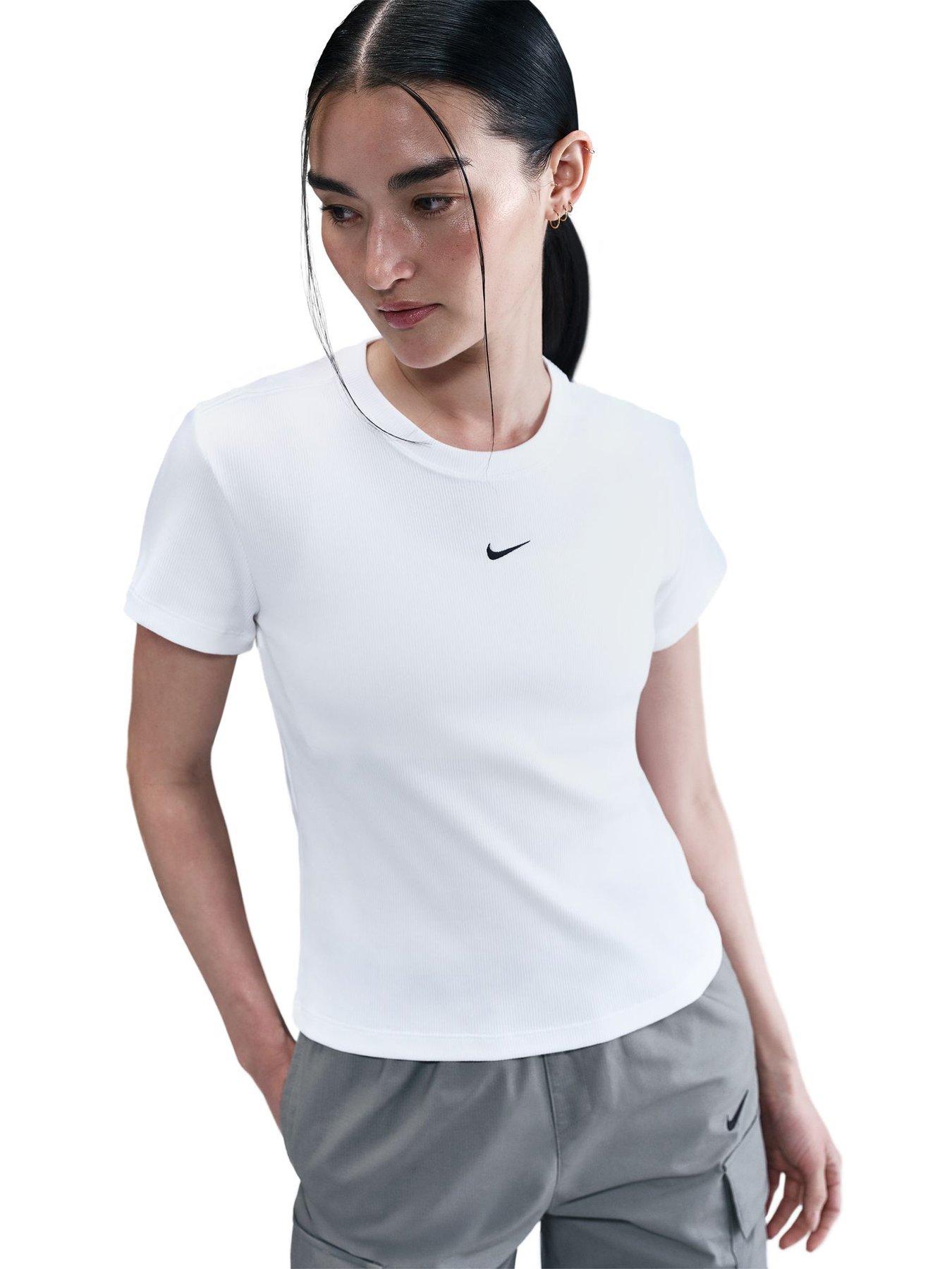 Nike Womens Rib Tight Short Sleeve Tee - White