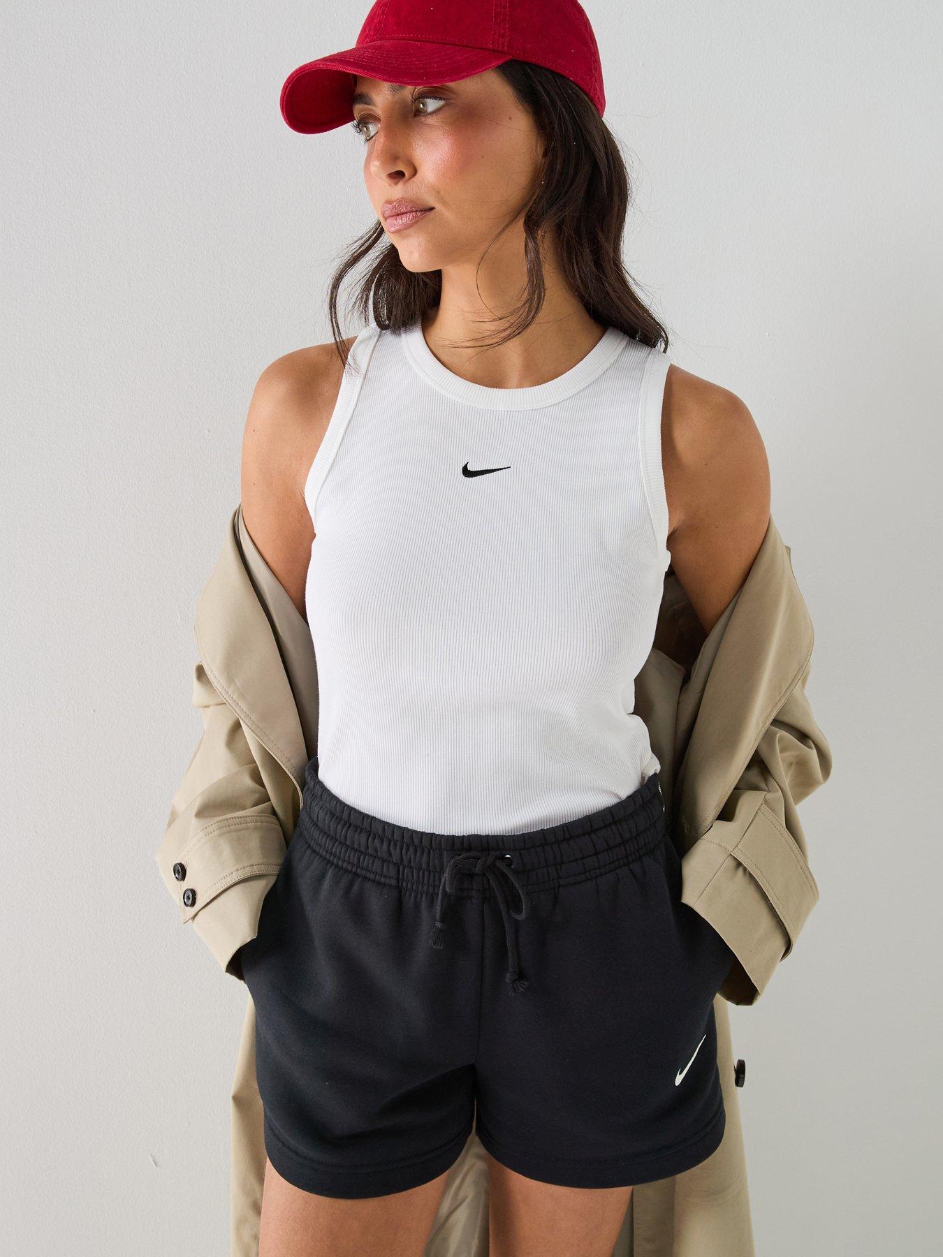 Nike Womens Sportswear Rib Tight Tank, White/Black, Size Xs, Women
