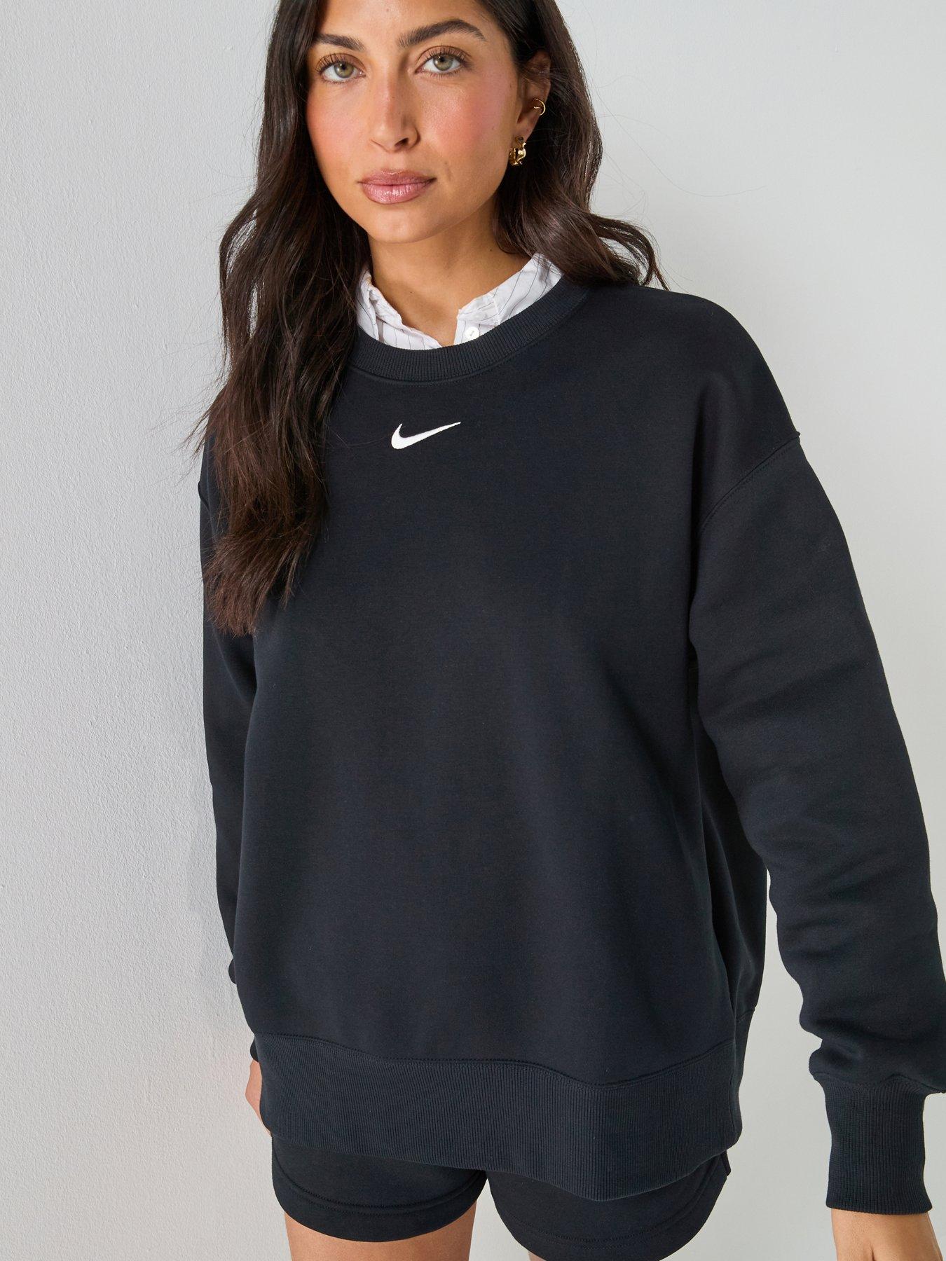 Nike Womens Sportswear Phoenix Fleece Oversized Long Crew Sweatshirt - Black