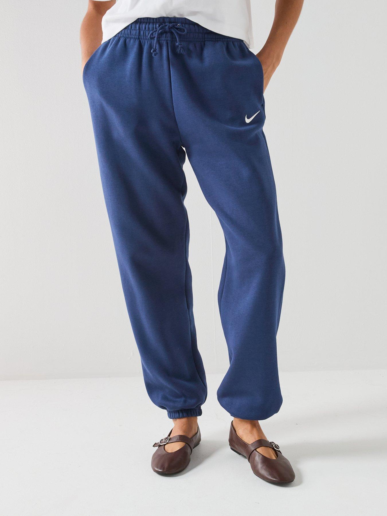 Nike Womens Sportswear Phoenix Fleece High Rise Oversized Pants, Midnight Navy/Sail, Size M, Women