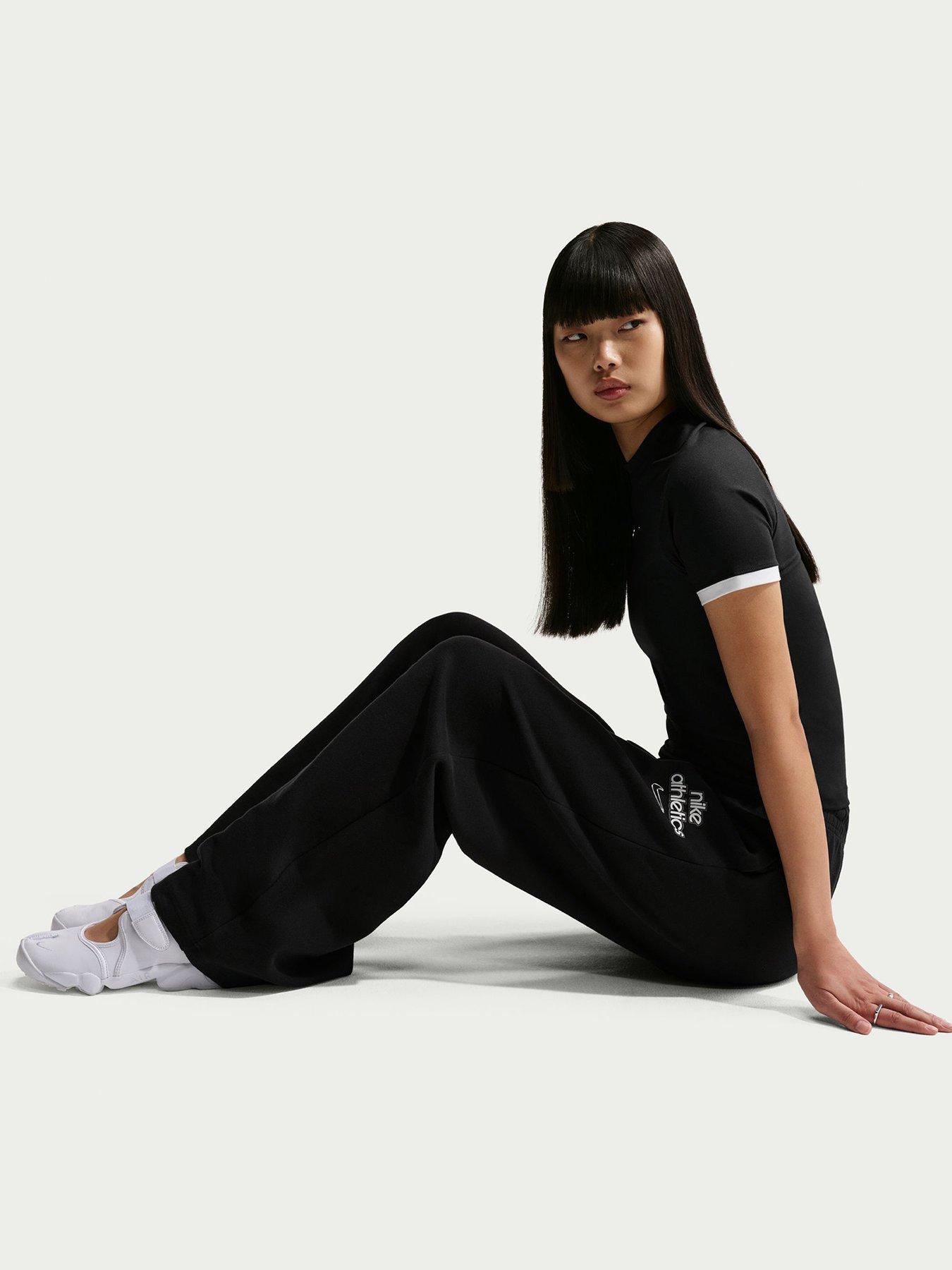 Nike Womens Phoenix Fleece High Rise Wide Leg Pants - Black