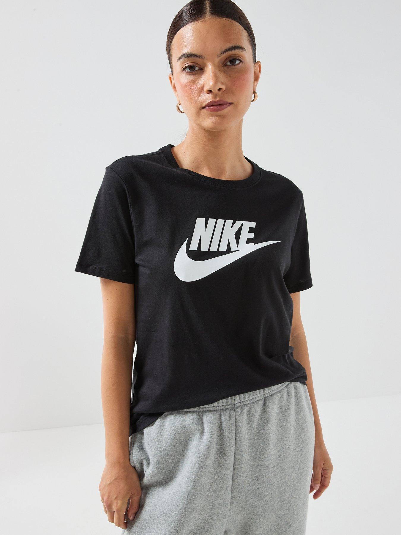 Nike Womens Sportswear Club Icon Future Short Sleeve T-Shirt, Black/White, Size Xs, Women