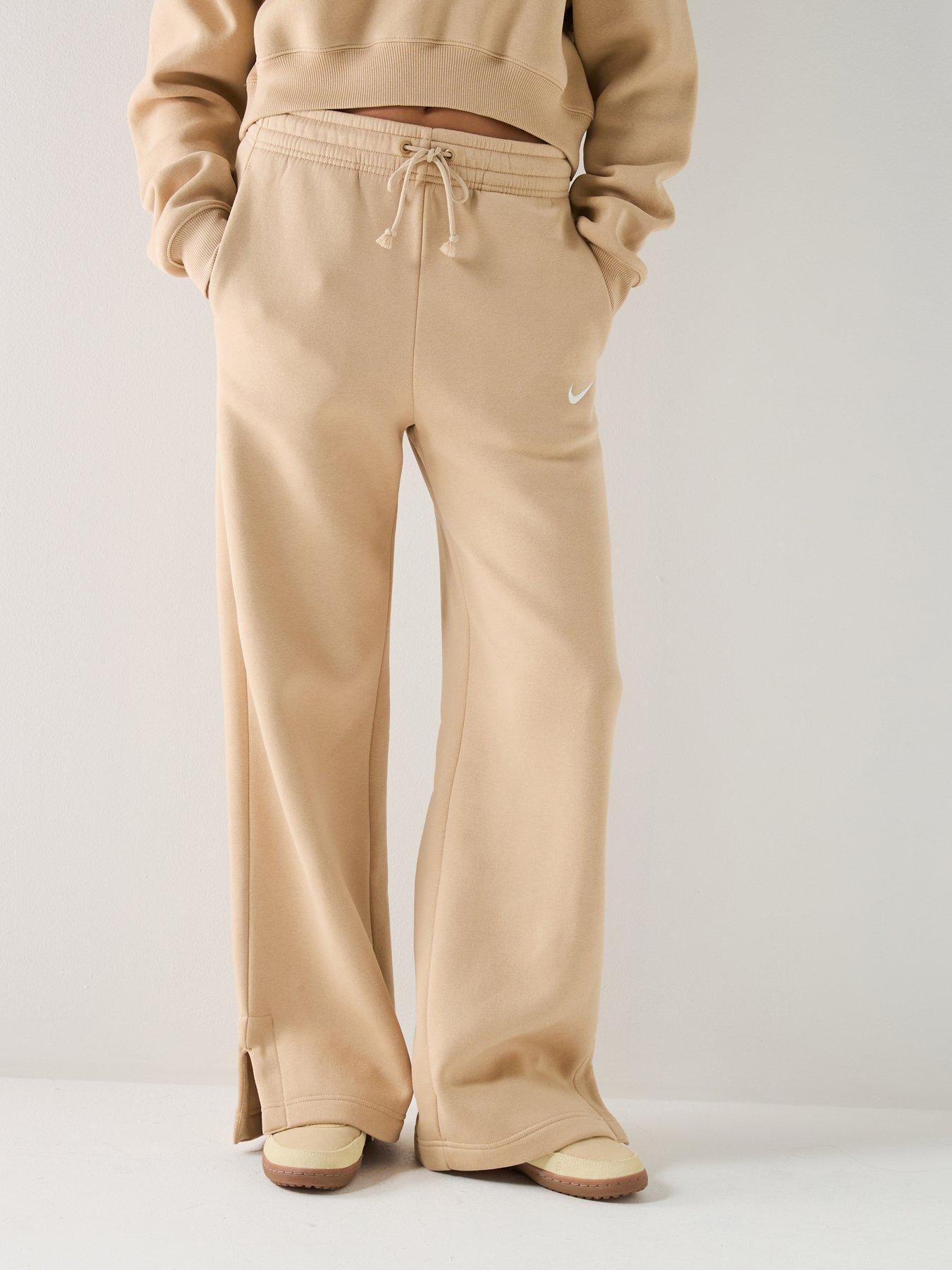 Nike Womens Sportswear Phoenix Fleece High Rise Wide Leg Pants, Linen/Sail, Size S, Women