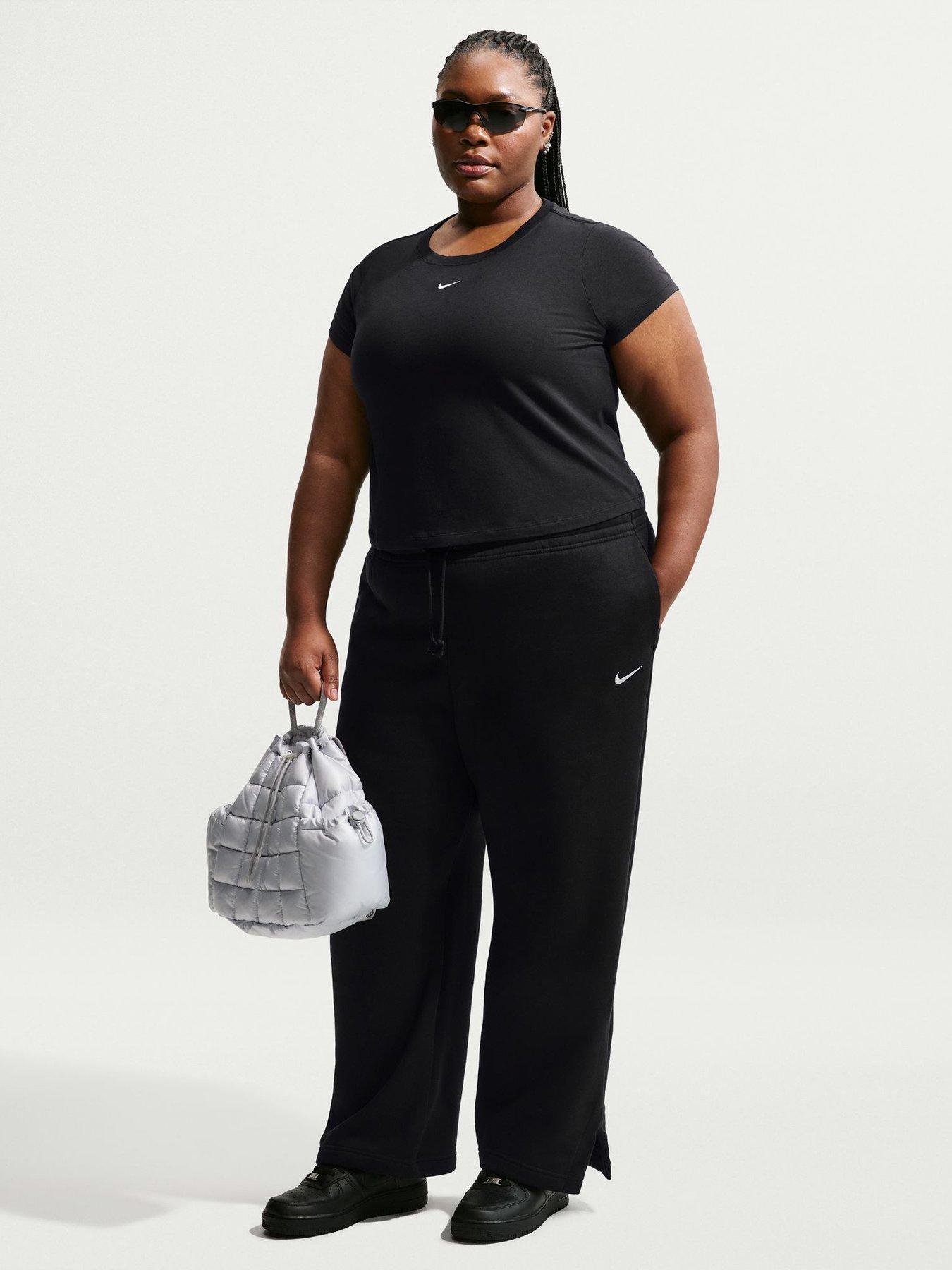 Nike Womens Sportswear Phoenix Fleece Plus High Rise Wide Leg Pants - Black