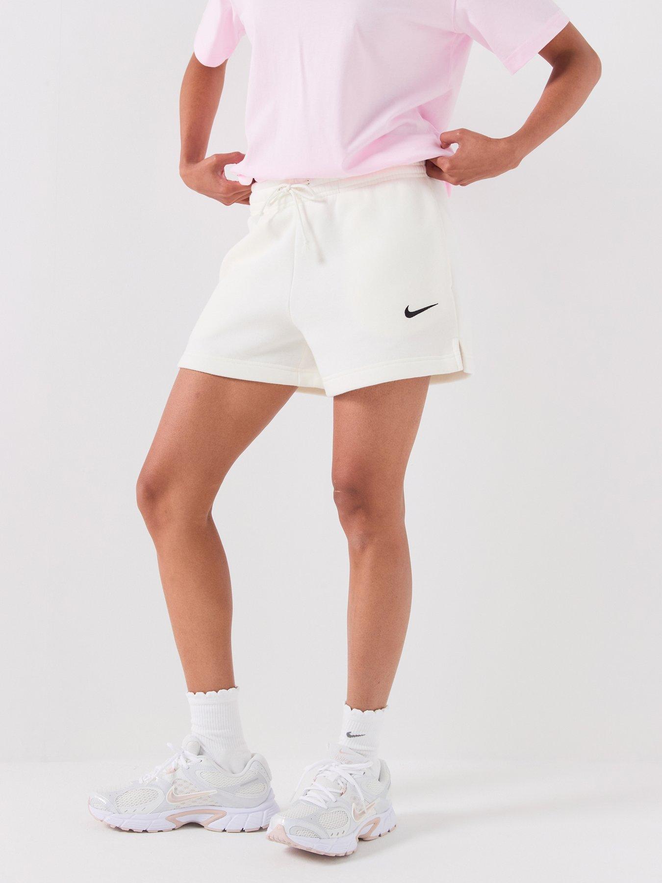 Nike Womens Sportswear Phoenix Fleece Mid Rise 4 Inch Shorts, Sail/Black, Size Xs, Women