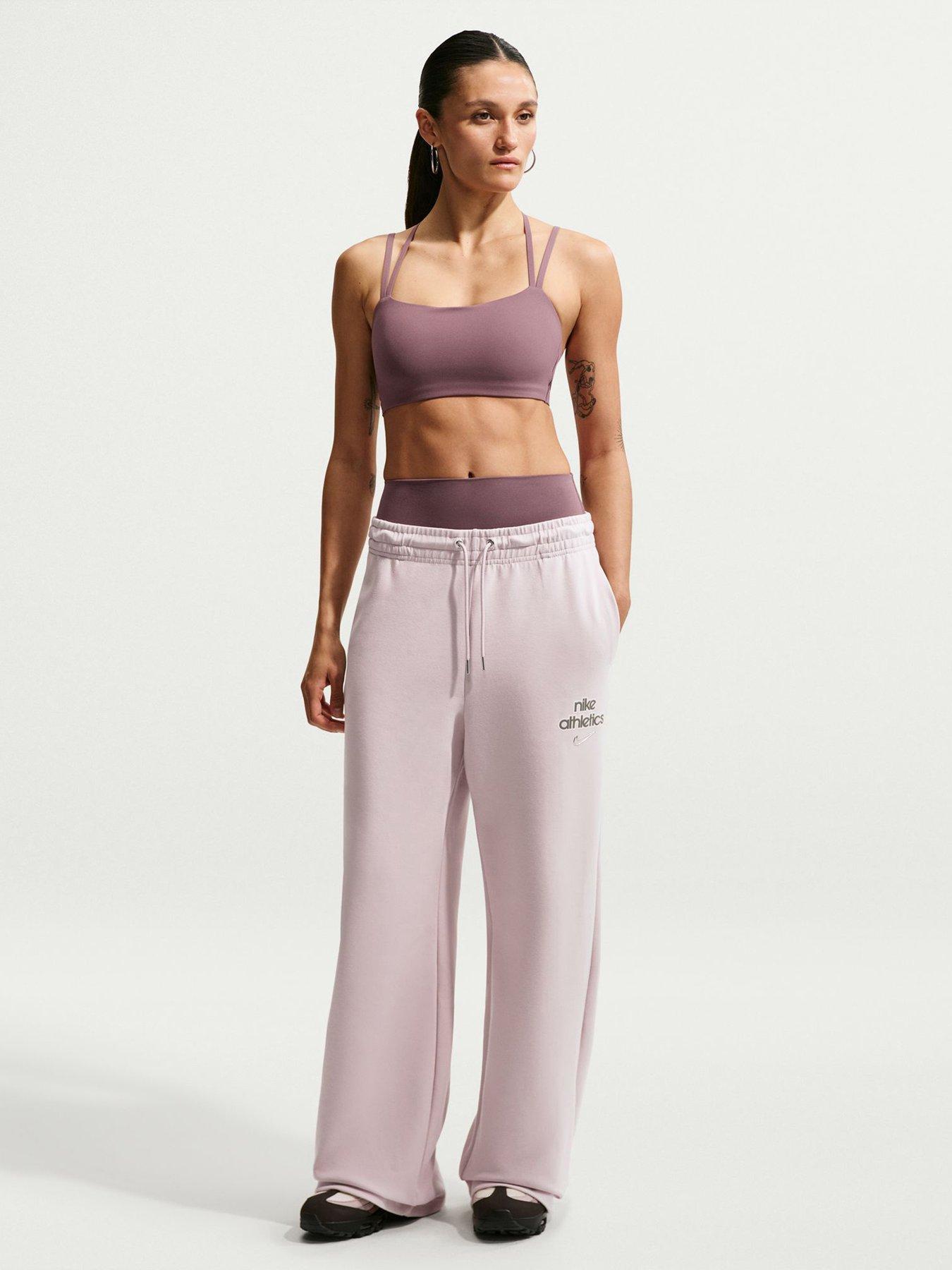 Nike Womens Phoenix Fleece High Rise Wide Leg Pants - Purple