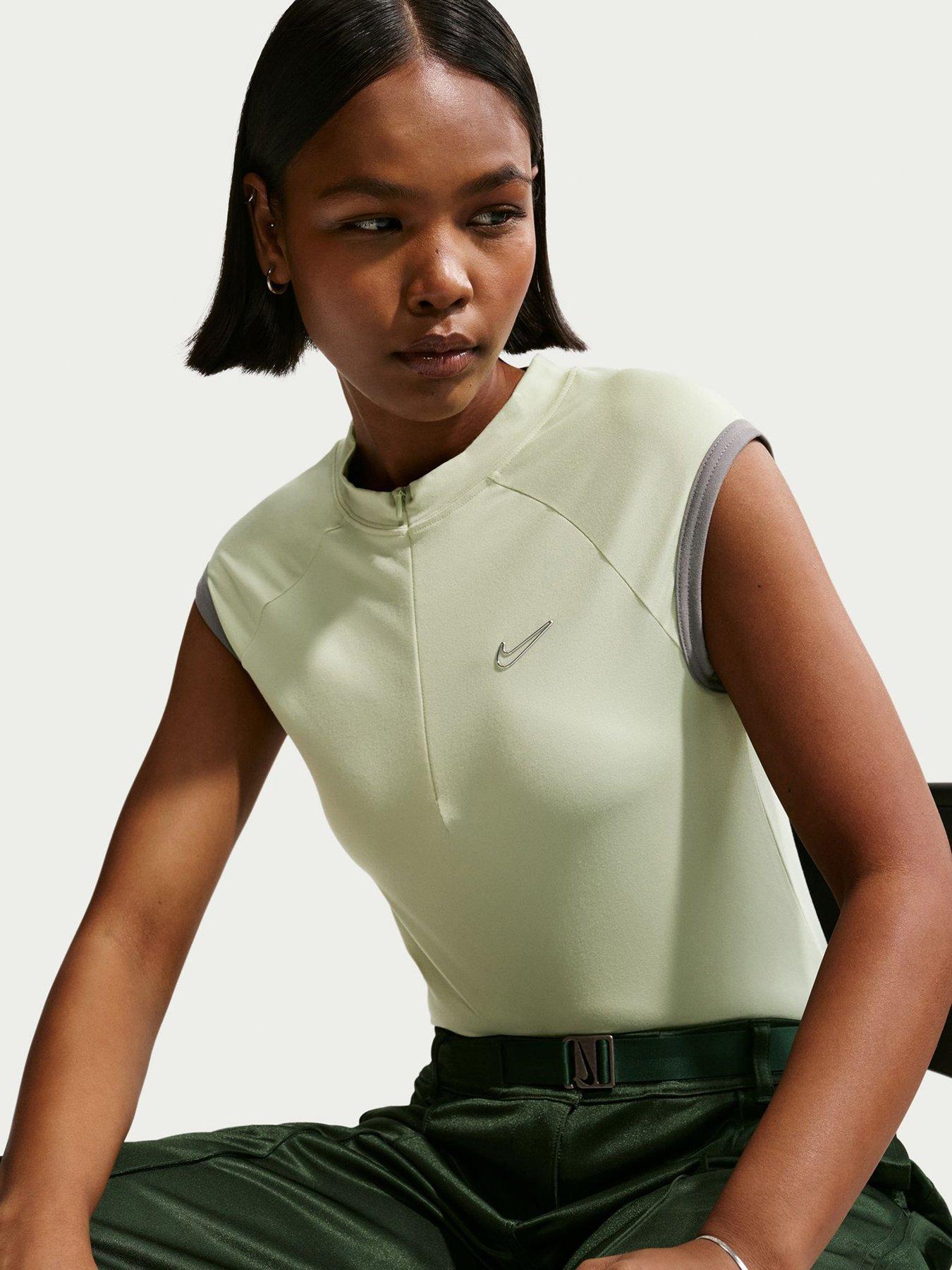 Nike Womens Sleeveless Fitted Quarter Zip Top - Green