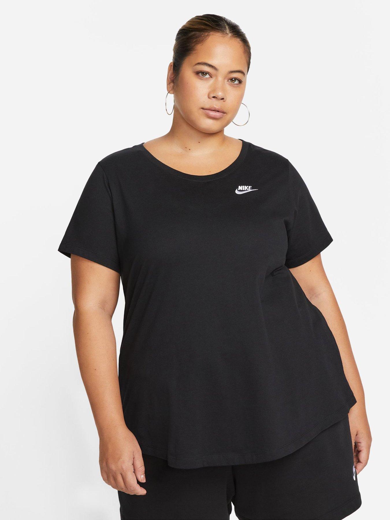 Image 1 of 5 of Nike Womens Sportswear Club Plus Short Sleeve T-Shirt - Black