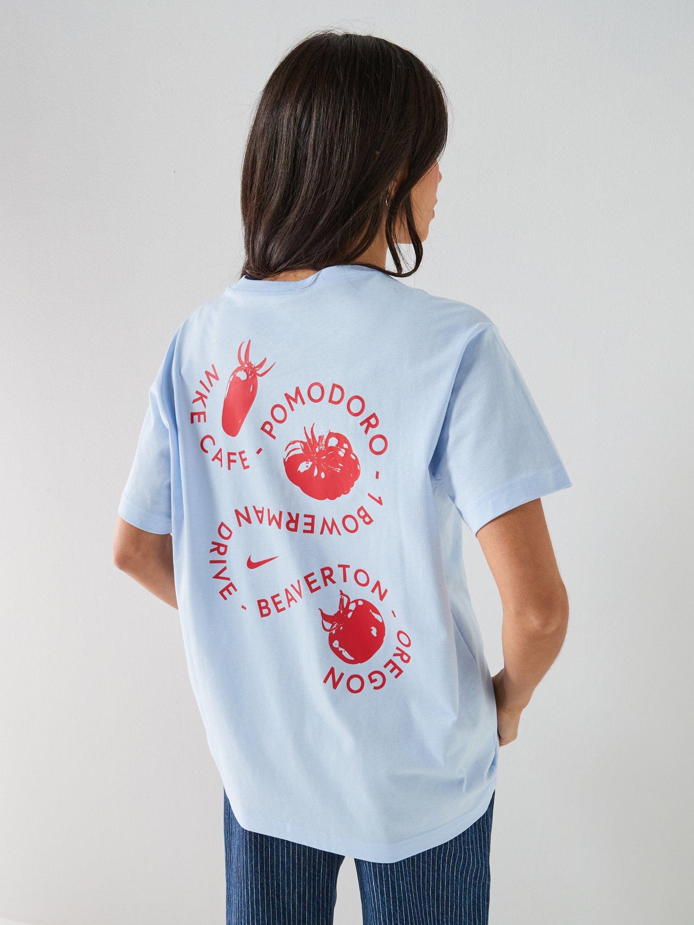 Nike Womens Sportswear Classic Boyfriend Cafe Tomato T-Shirt - Blue
