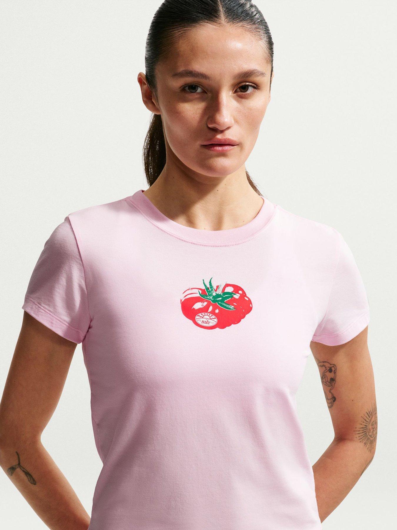 Nike Womens Sportswear Chill Knit Modern Crop Tomato T-Shirt - Pink