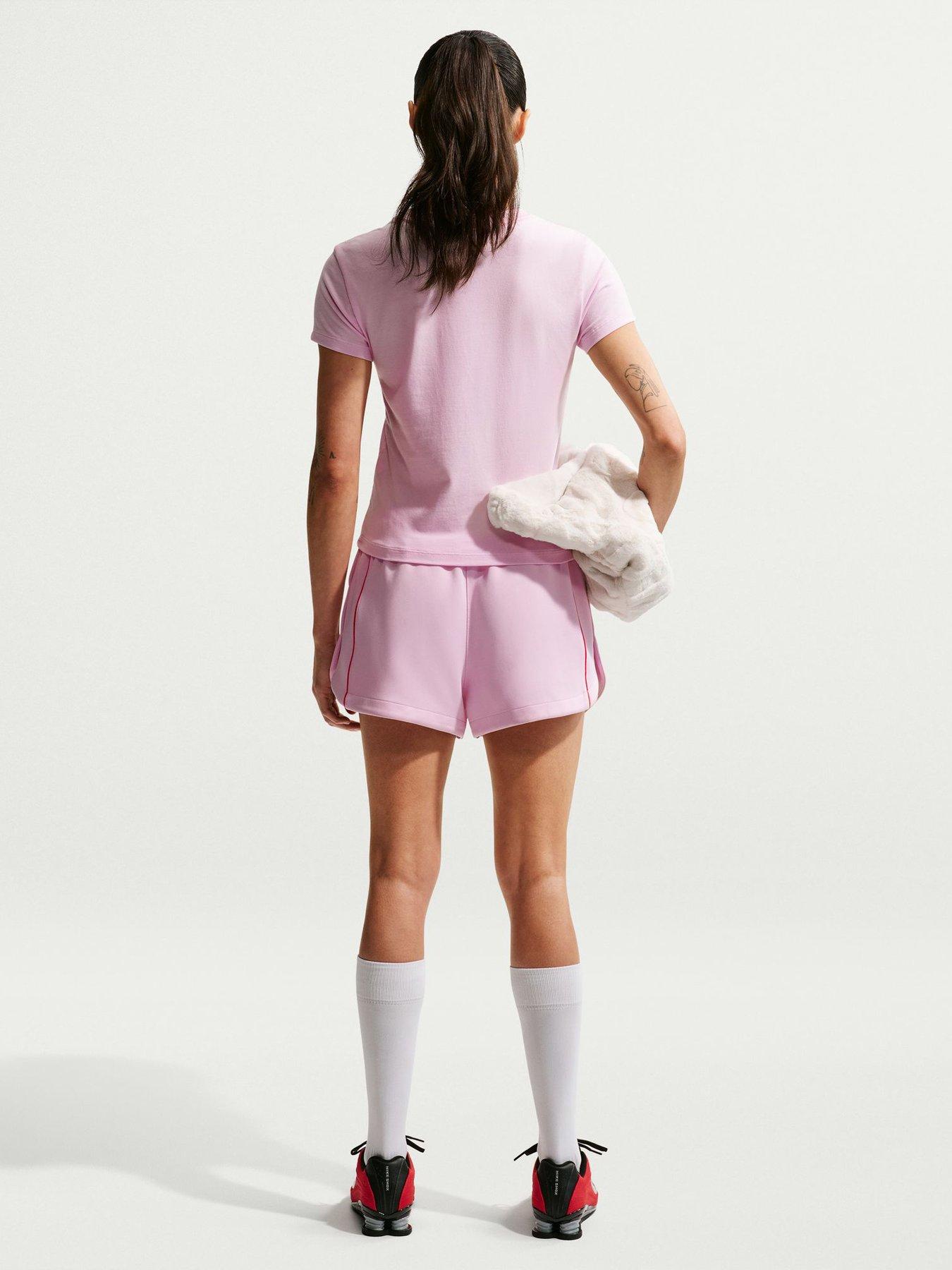 Image 3 of 5 of Nike Womens Sportswear Chill Knit Modern Crop Tomato T-Shirt - Pink