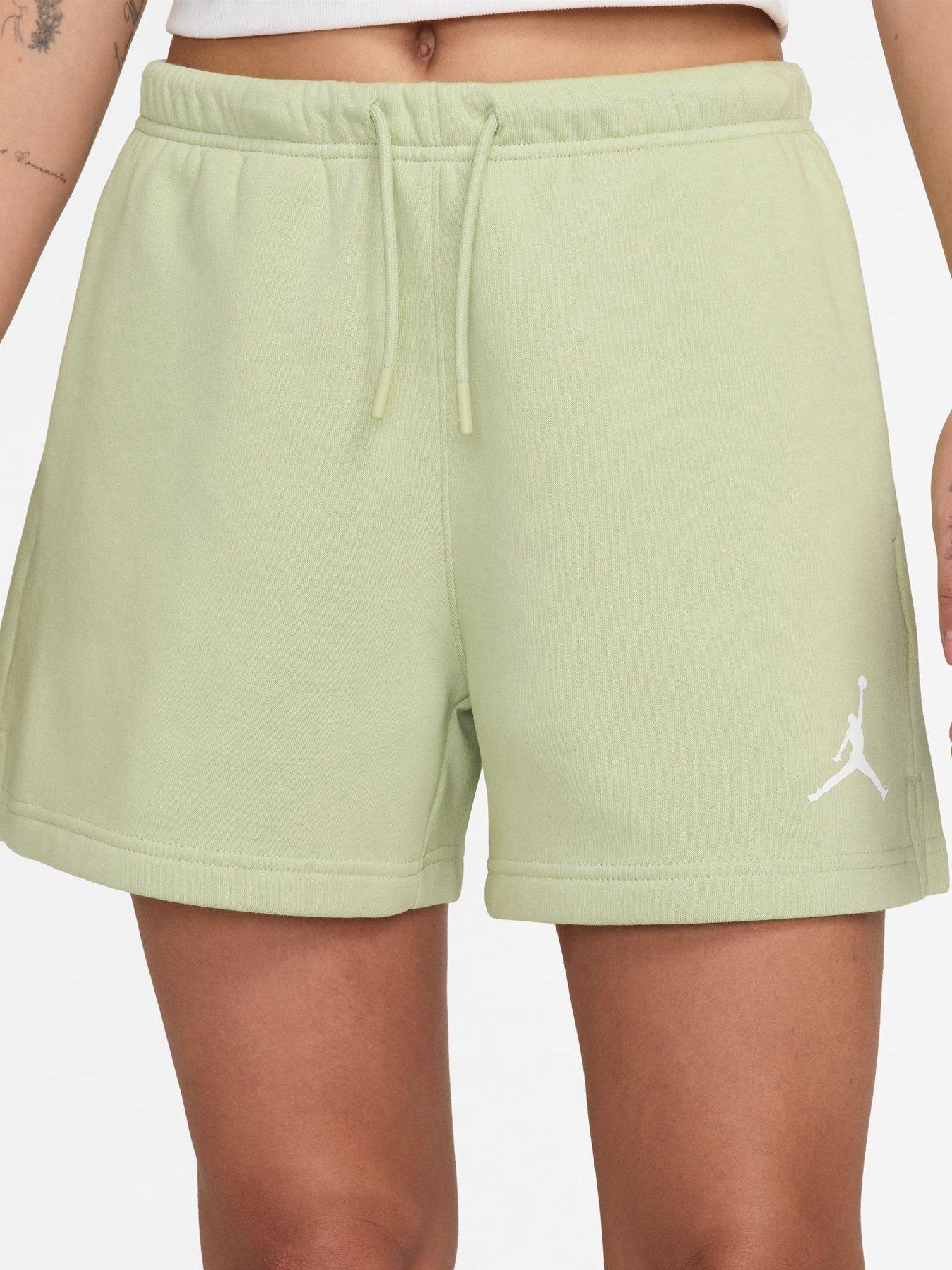 Jordan Nike Womens Jumpman Fleece Shorts, Olive Aura/White, Size M, Women