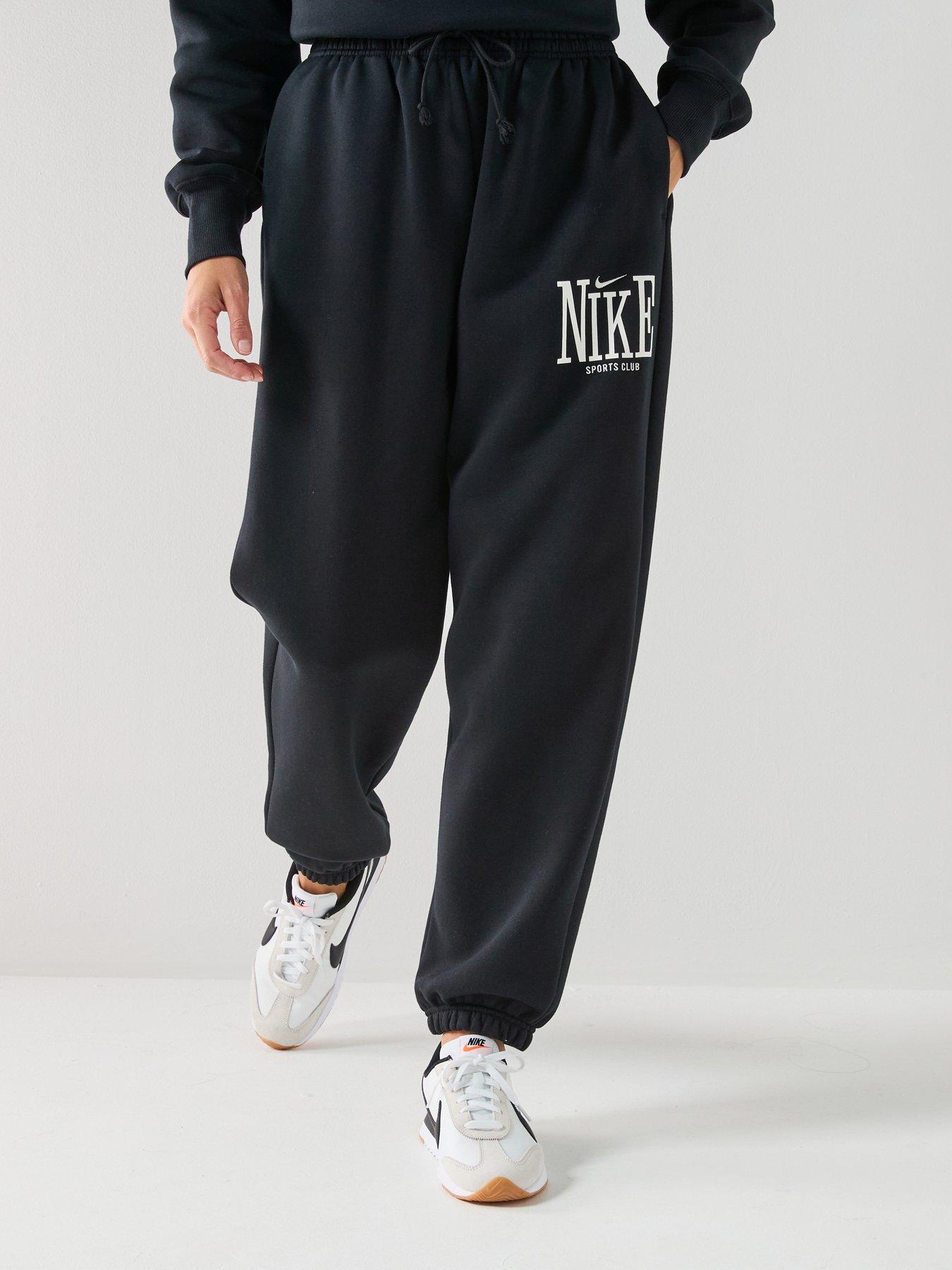 Nike Womens Sportswear Phoenix Fleece Oversized Graphic Joggers, Black/Sail, Size M, Women