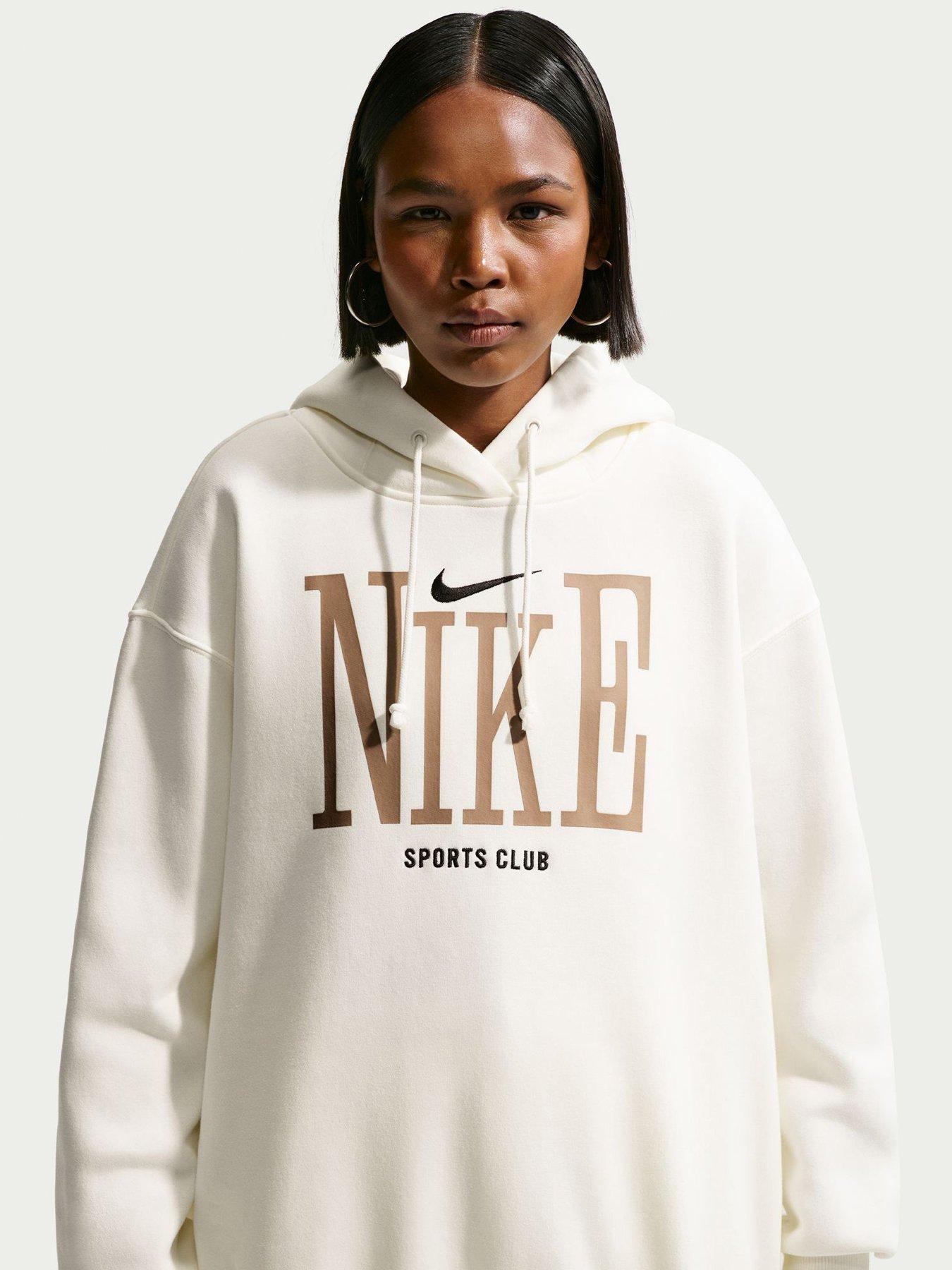 Nike Womens Sportswear Phoenix Fleece Oversized Graphic Hoodie, Sail/Black, Size Xs, Women