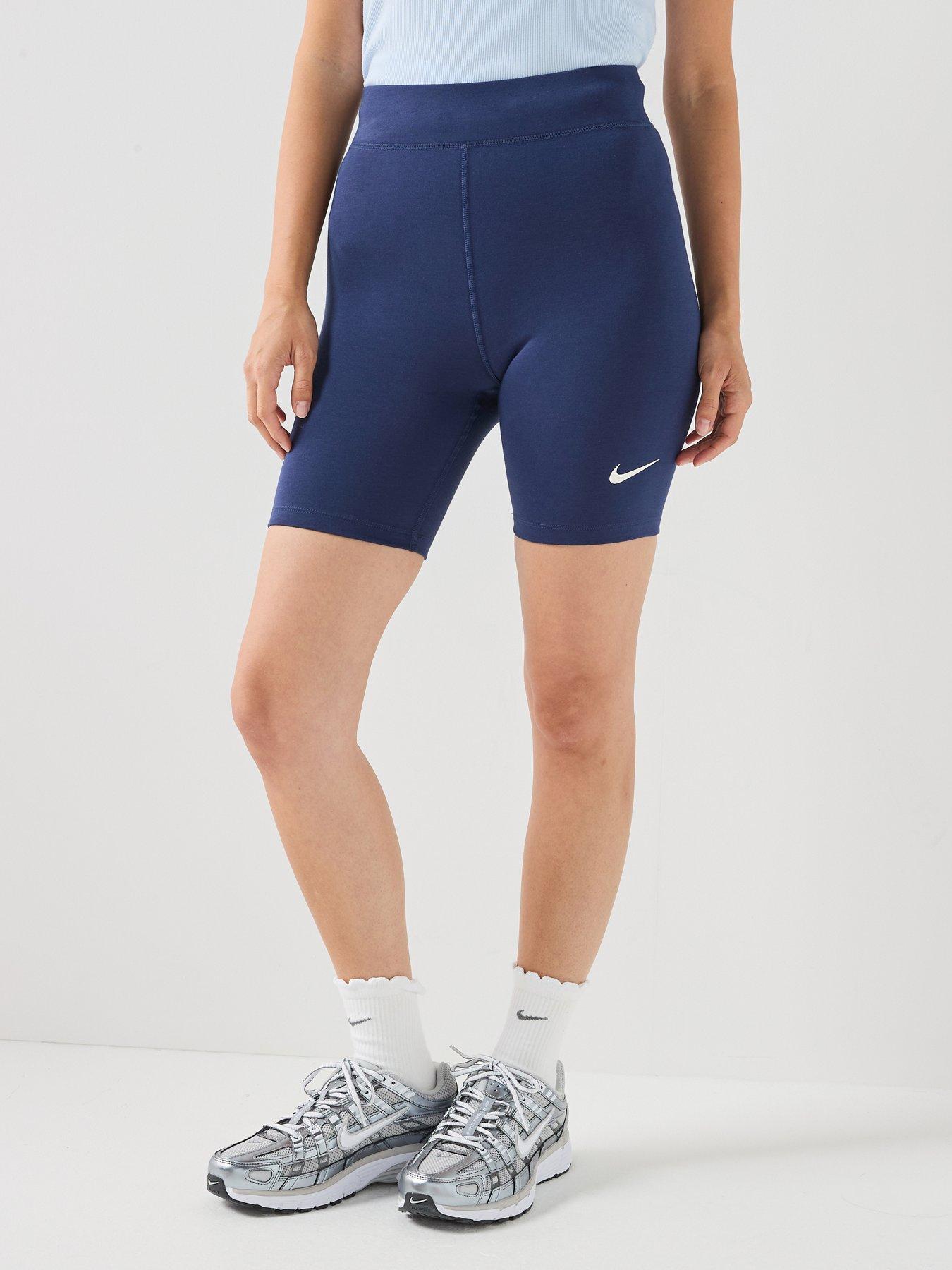 Nike Womens Sportswear Classic High Rise 8 Inch Shorts, Midnight Navy/Sail, Size Xs, Women