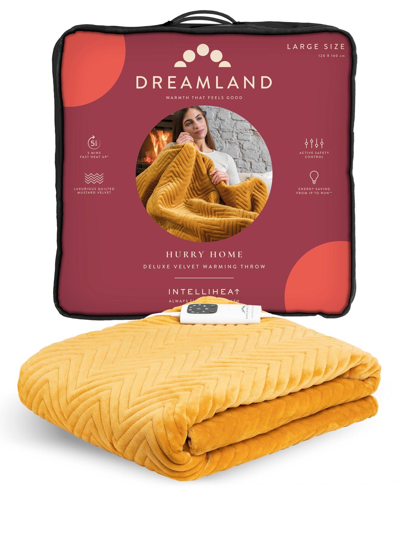 Dreamland Hurry Home Deluxe Velvet Warming Herringbone Mustard Throw