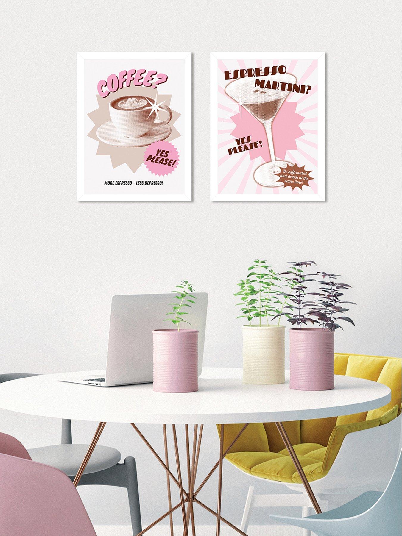 The Art Group Set Of 2 Framed Art Athene Fritsch (cup Of Joy & Fizz And Buzz Delight) 33x43cm